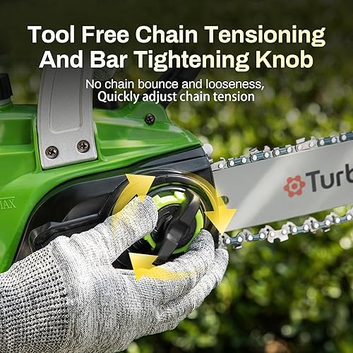 Miniatura 8 de Motosierra inalámbrica de 12 pulgadas, motosierra eléctrica a batería de 20 V con motor sin escobillas, batería de 4 Ah y cargador, engrasador