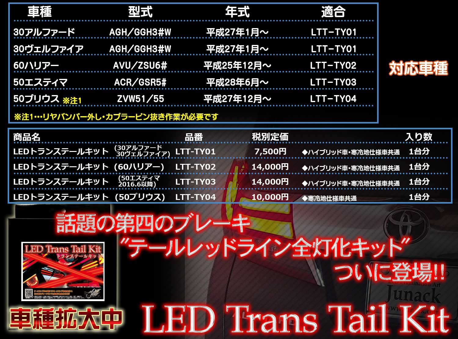 Amazon | Junack LEDトランステールキット テール全灯化キット【50