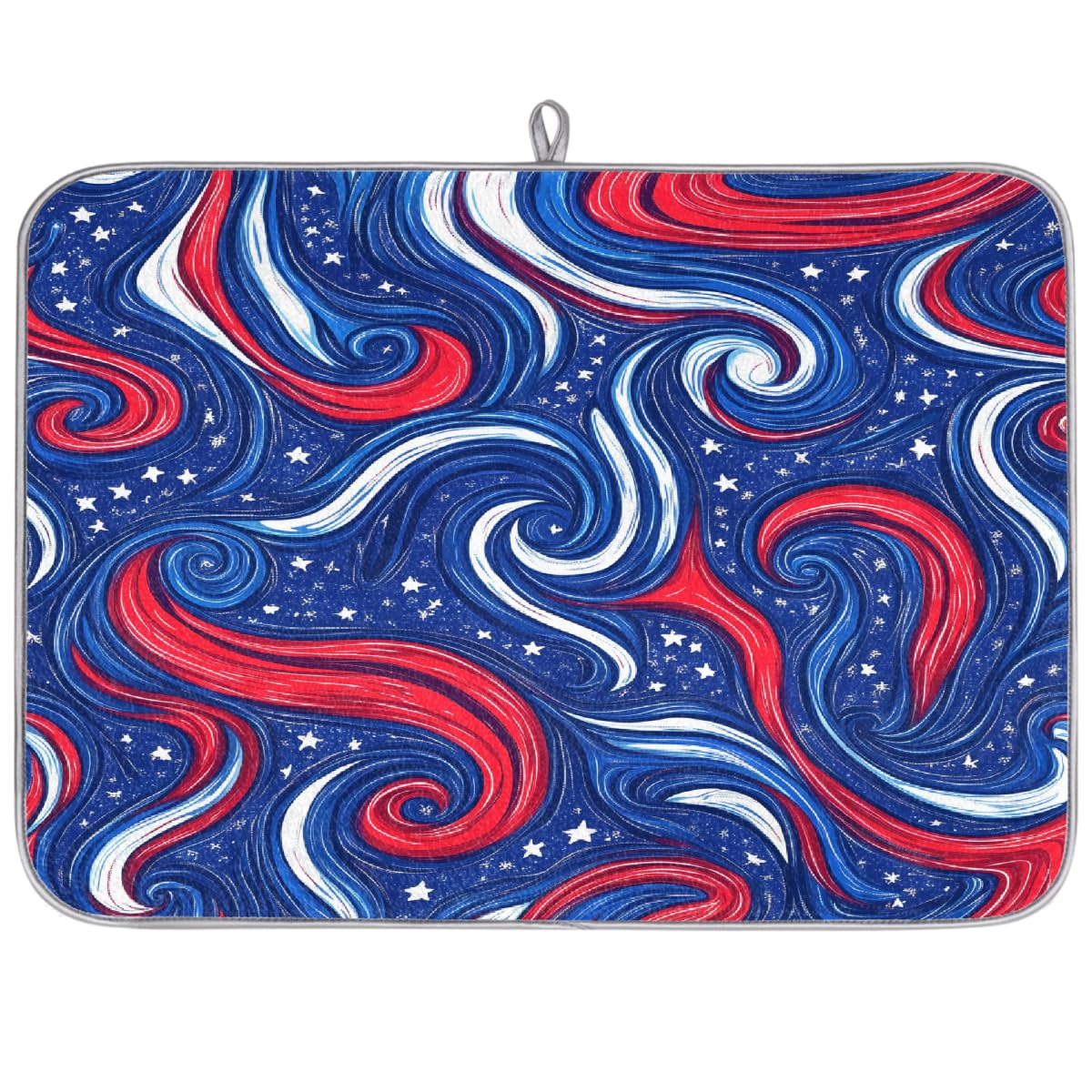 Mexpekil Dish Drying Mats for Kitchen, 18"x24" Absorbent Kitchen Drainer Mat White and Blue Star Stripes Coffee Bar Pad for Worktops Sink Pets