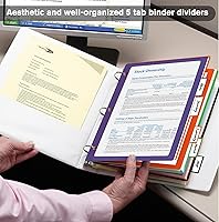 Vista 5 de HABGP 10 unidades/2 separadores de carpetas de 3 anillos con pestañas, separadores de páginas de color para carpetas de 3 anillos con pestañas, 5