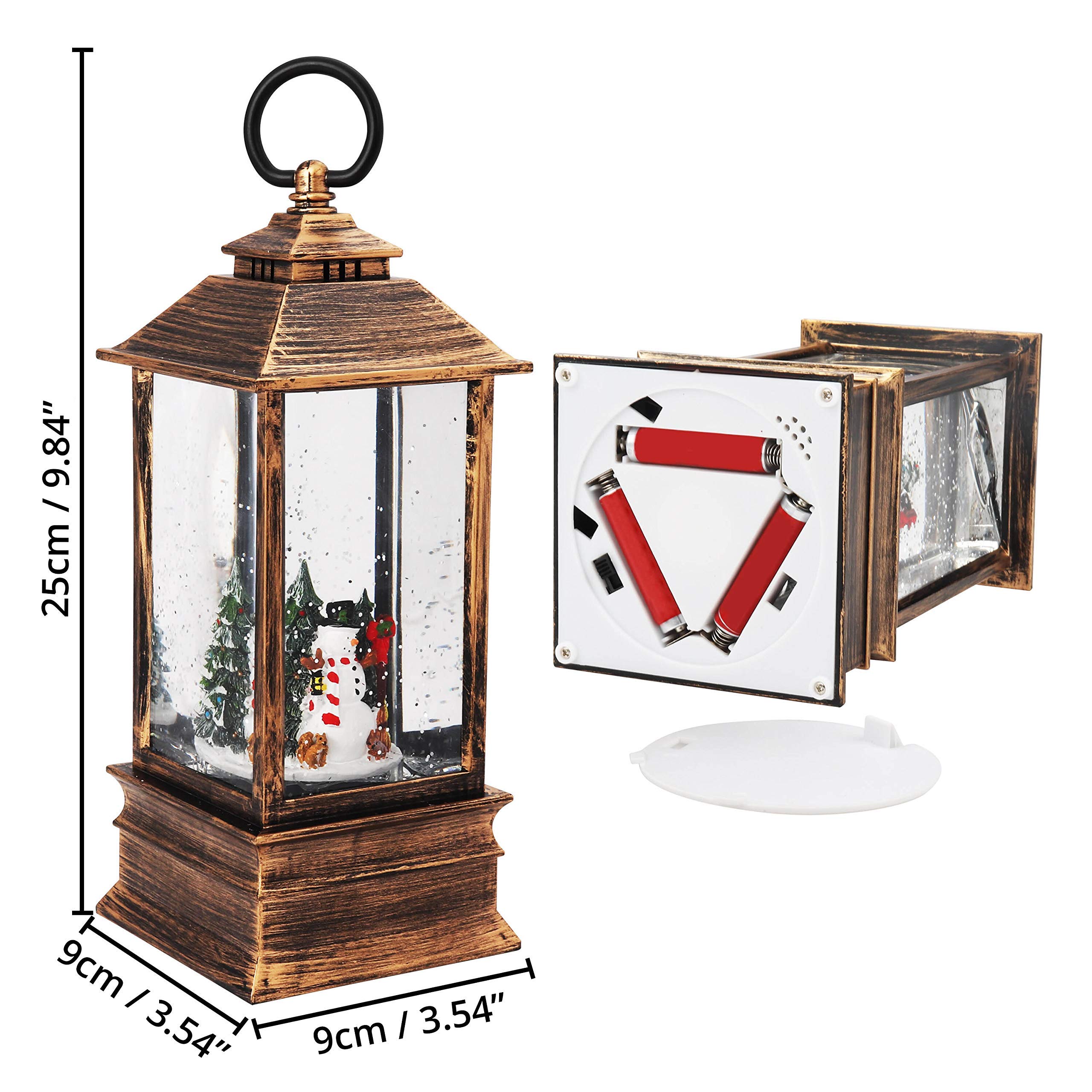Lanternes De Noël Avec Effet Neige - Lot De 3, Lumière LED Douce, Portable Sur Piles, Décoration Intérieur/extérieur