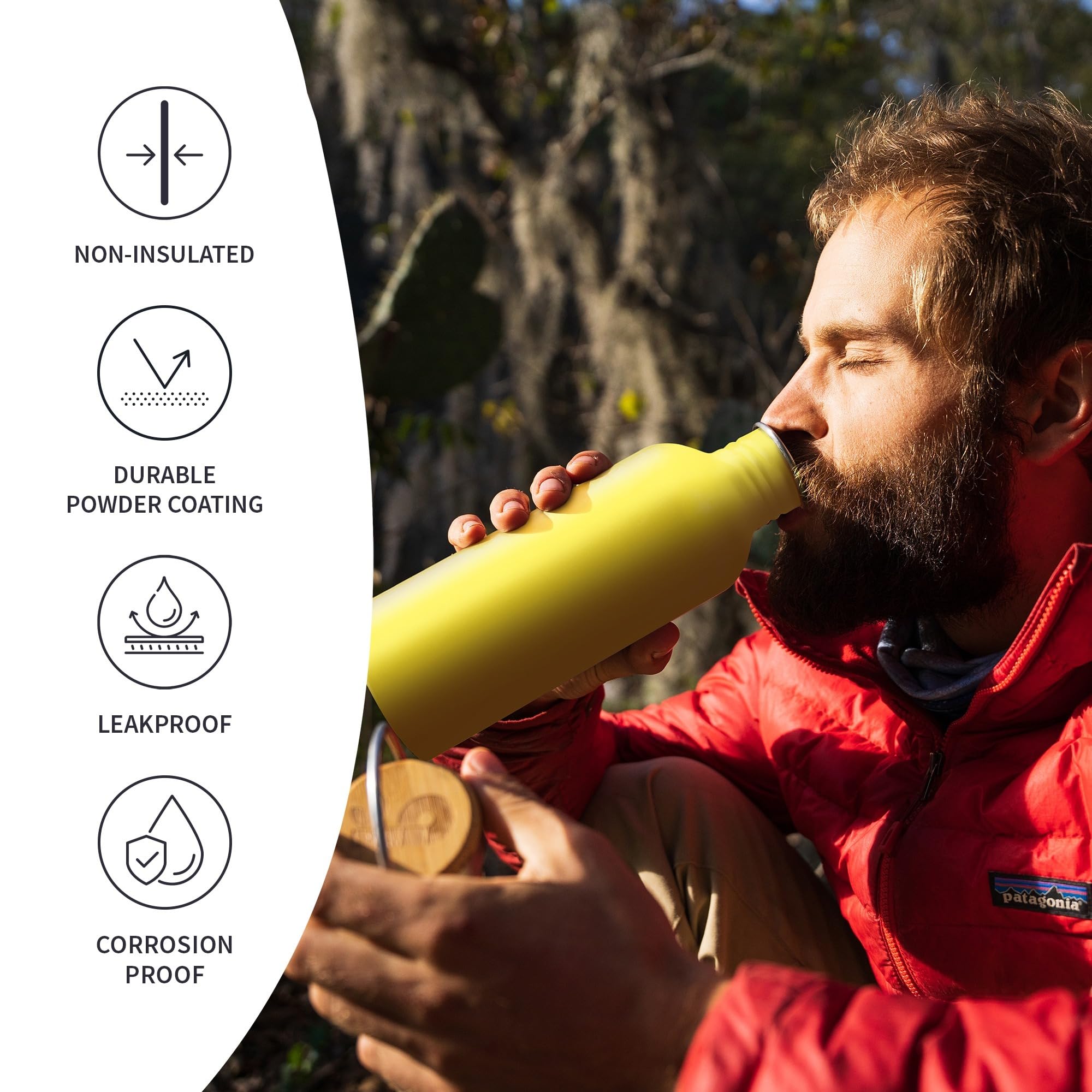 Bambaw 500ml Stainless Steel Water Bottle, Yellow Beam, Leak Proof, Reusable, 500 ml - Image 3