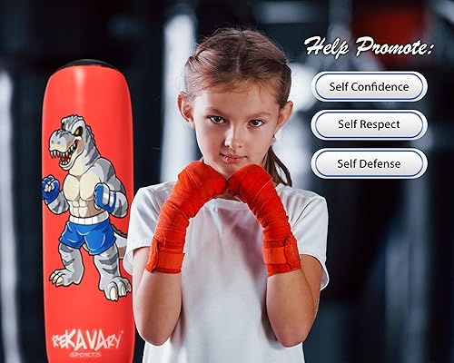 Miniatura 5 de Kit de saco de boxeo de dinosaurio para niños con bomba y kit de reparación, kit de saco de boxeo inflable de 5 pies y 3 pulgadas con bomba y kit de