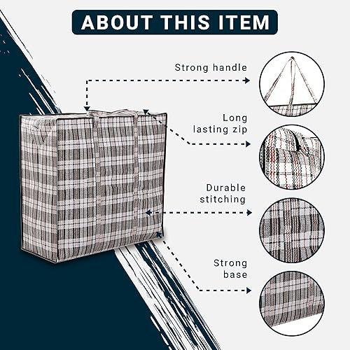 Miniatura 4 de Bolsas de lavandería grandes con cremalleras (paquete de 5) bolsas de almacenamiento ideales para mudanzas, compras y lavandería, bolsas grandes