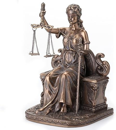Miniatura 2 de Señora Justicia sentada con escamas y espada estatua Le Justica
