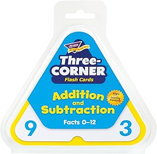TREND ENTERPRISES: Three-Corner Addition and Subtraction Flash Cards, Interactive Self-Checking Cards, Exciting Way for Everyone to Learn, 48 Two-Sided Cards Included, Ages 6 and Up