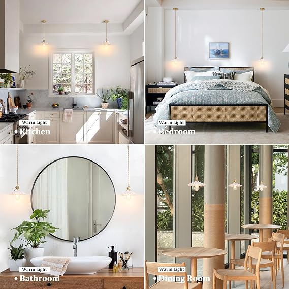 Shenmoyl Pendant Light with White Pleated Ceramic Lampshade, Brass Vintage Pendant Light Adjustable Hanging Light for Kitchen Island Dining Room Hallway 7.87 Inch Diam