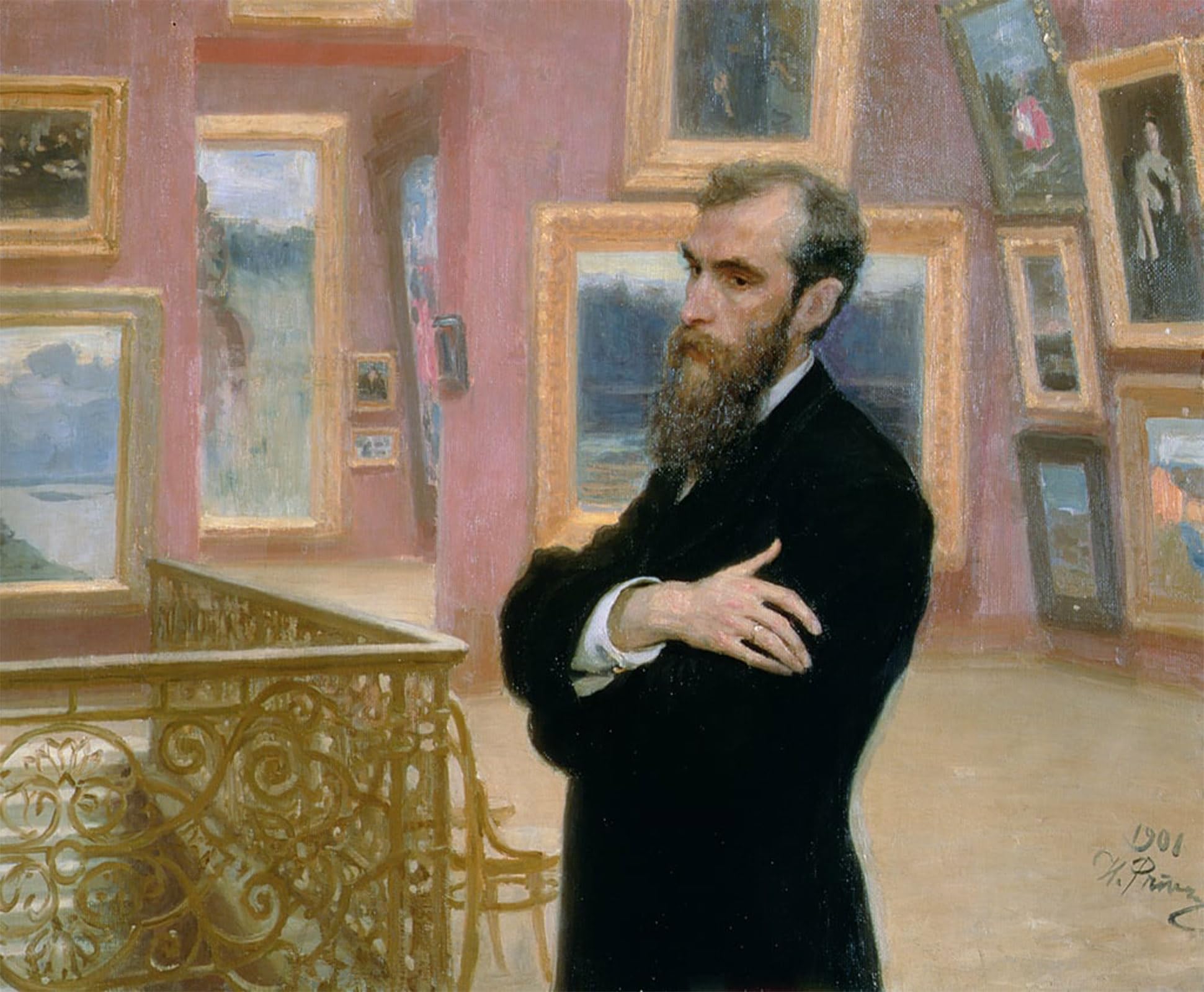 Toile Portrait de Pavel Tretiakov par Ilya Repin - Impression Décoration Murale 60x90cm