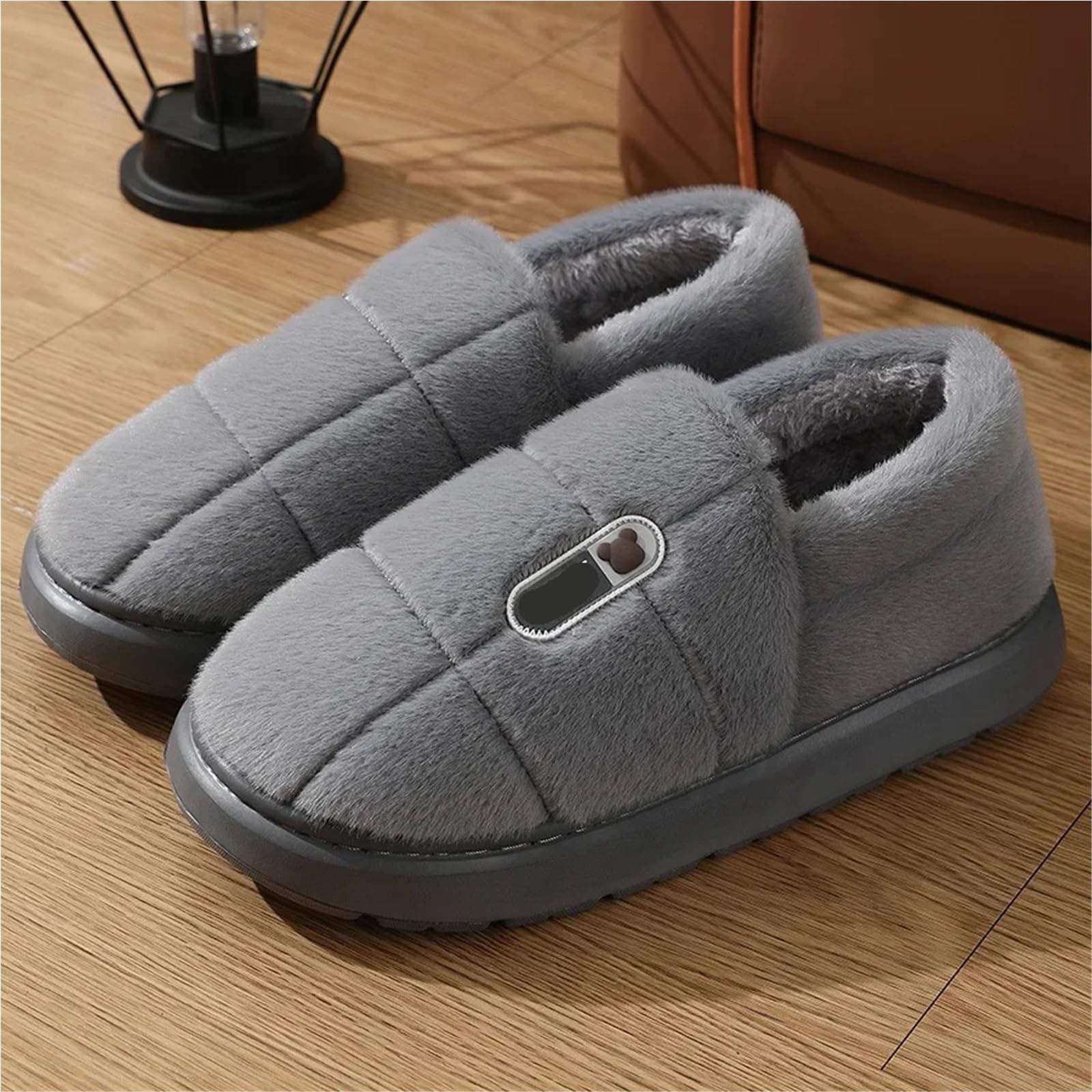 Chinelos Homem Pantuflas De Algodón De Talla Grande For Hombre, Pantuflas De Invierno Cálidas Con Fondo Grueso Y Forro Polar, 45, 46, 47 Y 48