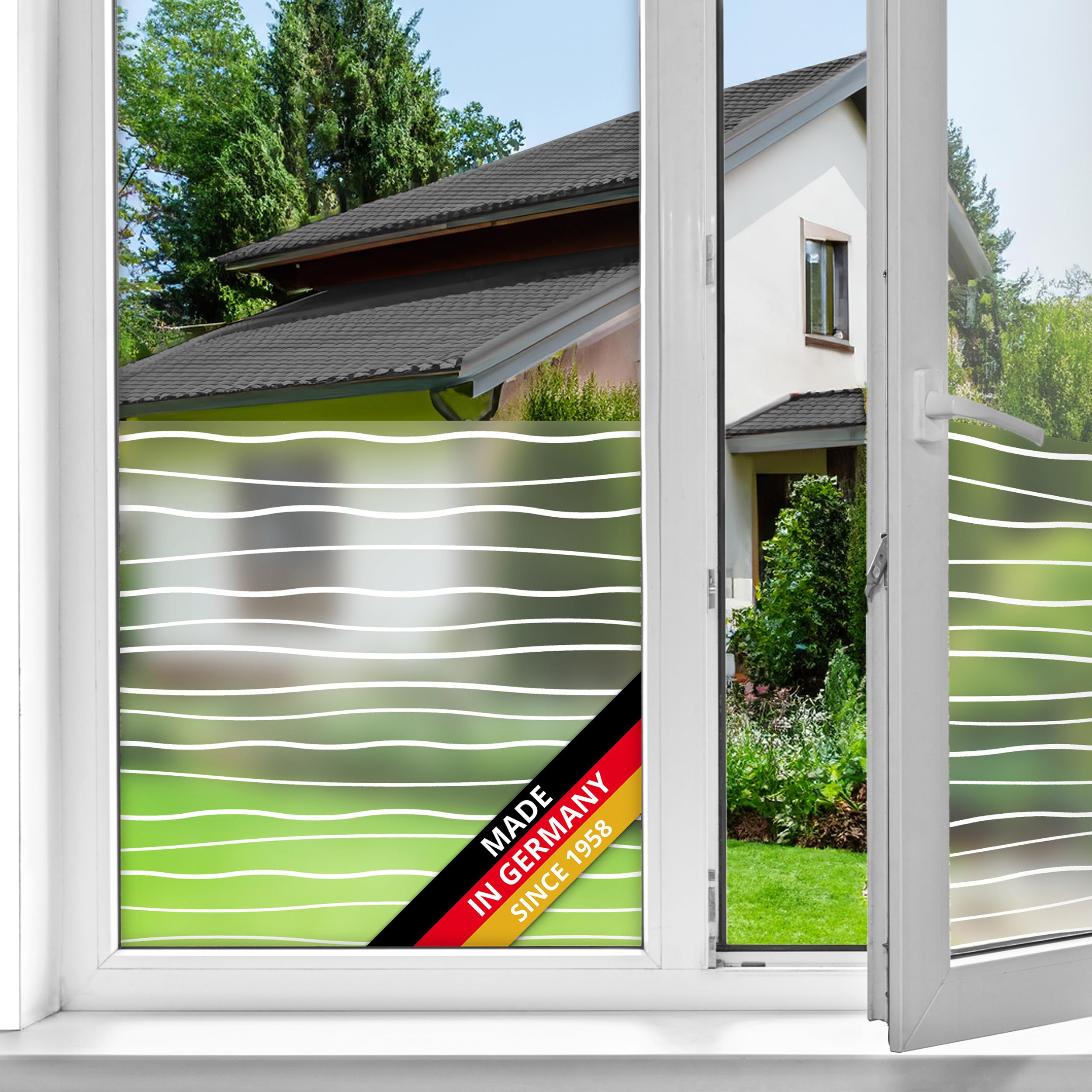 d-c-fix Waves Window Privacy Film - Static Cling - Transparent White - 450mm x 1.5m