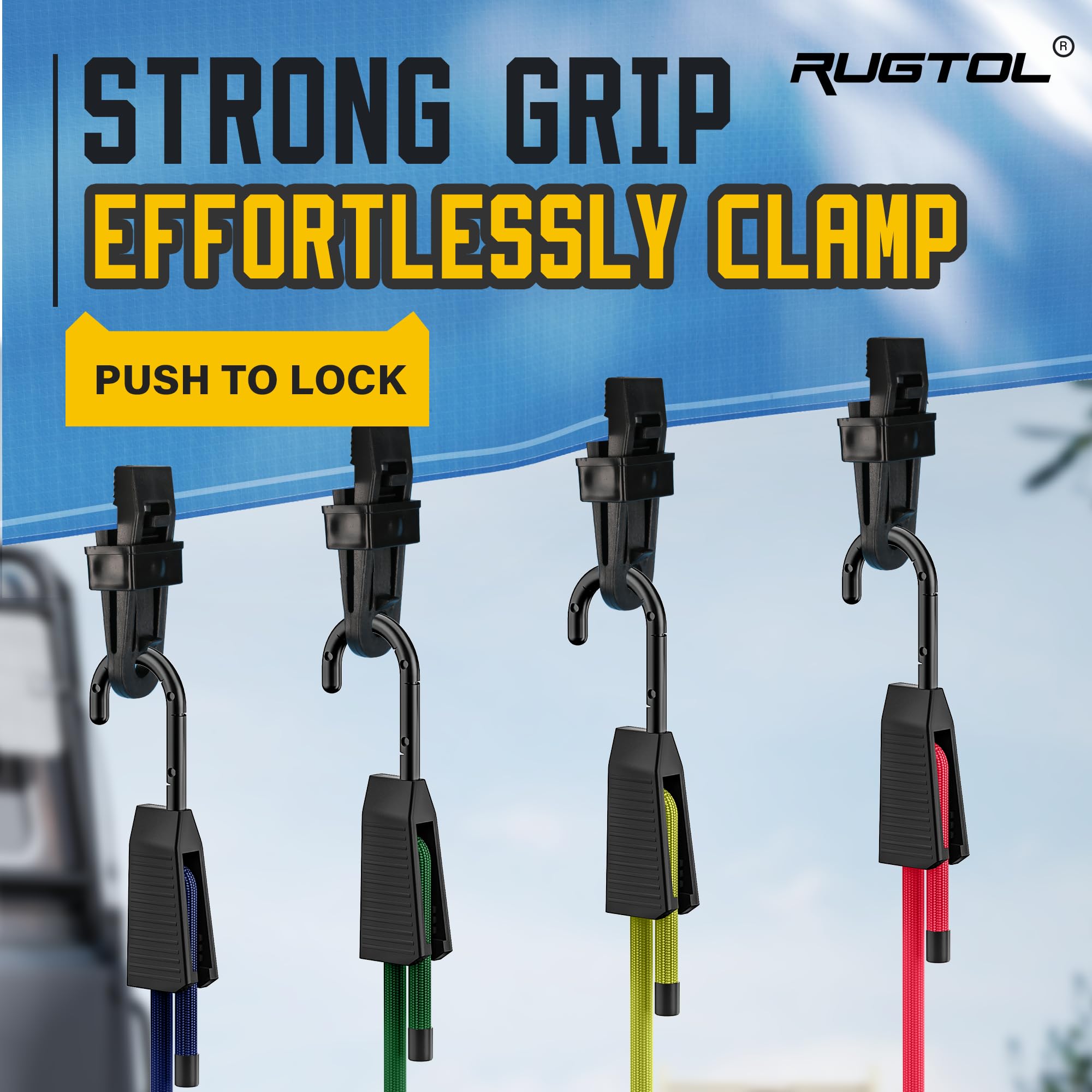 Rugtol Bungee Cords with Hooks, Upgrade 30pcs Assortment Outdoor with 60 90 120 150 cm Adjustable Bungee Cords - Image 3