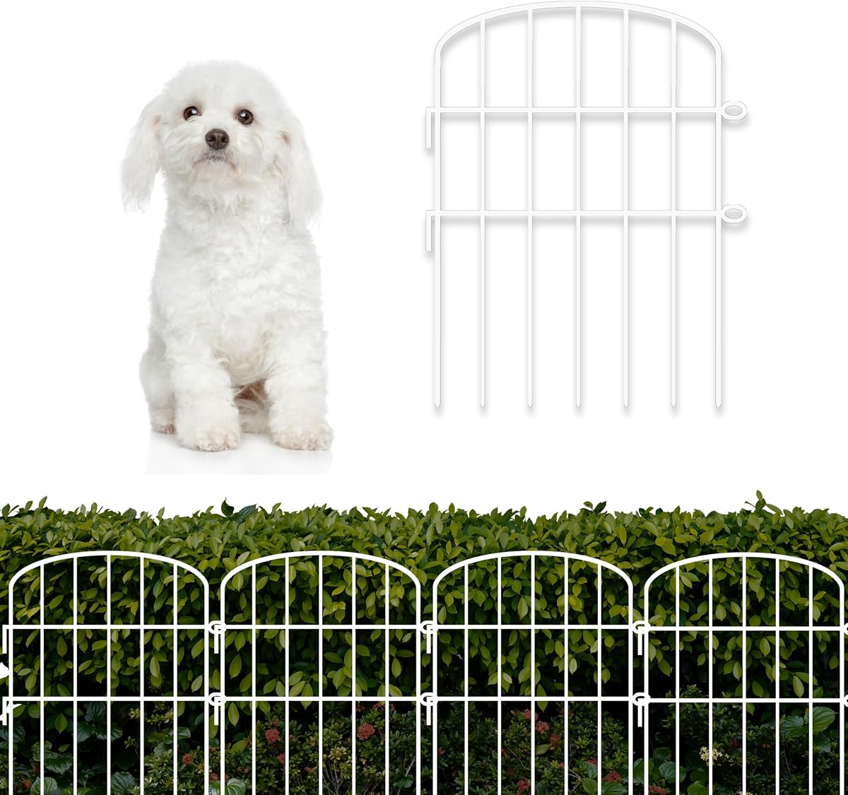 ShopLaLa Garden Fencing Animal Barrier (10 Panels) 12x16.5in White Fences | Rustproof Metal Wire Decorative Flower Bed Edging for Landscape Patio Outdoor Decor, Tall Large Yard Fences