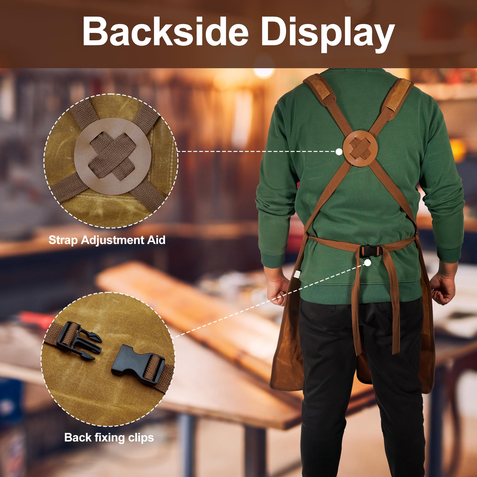 Delantal de carpintería para hombres, regalos para hombres, con 9 bolsillos para herramientas, impermeable y duradero, lona encerada, delantal de trabajo para carpinteros, carpinteros, herreros