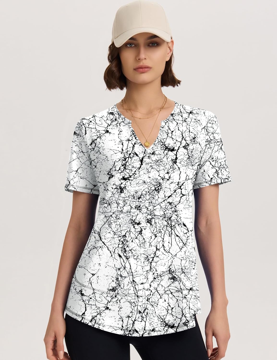 TCOT Workout Tops for Women V Neck Short Sleeve Hiking T-Shirts Yoga Shirts Athletic Top Exercise Shirt - Image 4