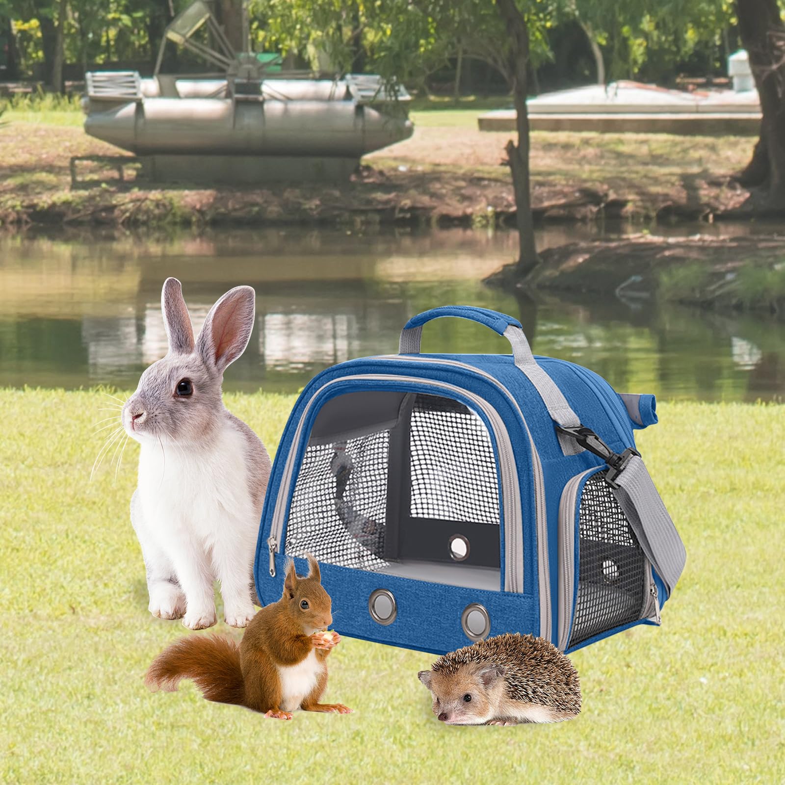 Kleine Haustier Tragetasche, Meerschweinchen Tragetasche Transportbox, Kaninchen Tragetasche, Kleintier Haustier Tragetasche für Hamster Igel Meerschweinchen und kleine Haustiere,blau