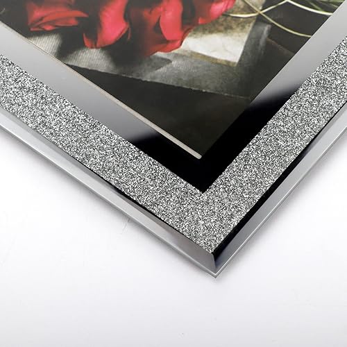 Miniatura 9 de Calenzana Marcos de fotos de vidrio de 8 x 10 pulgadas con borde plateado, marco de fotos de 8 x 10 para exhibición de mesa, paquete de 2