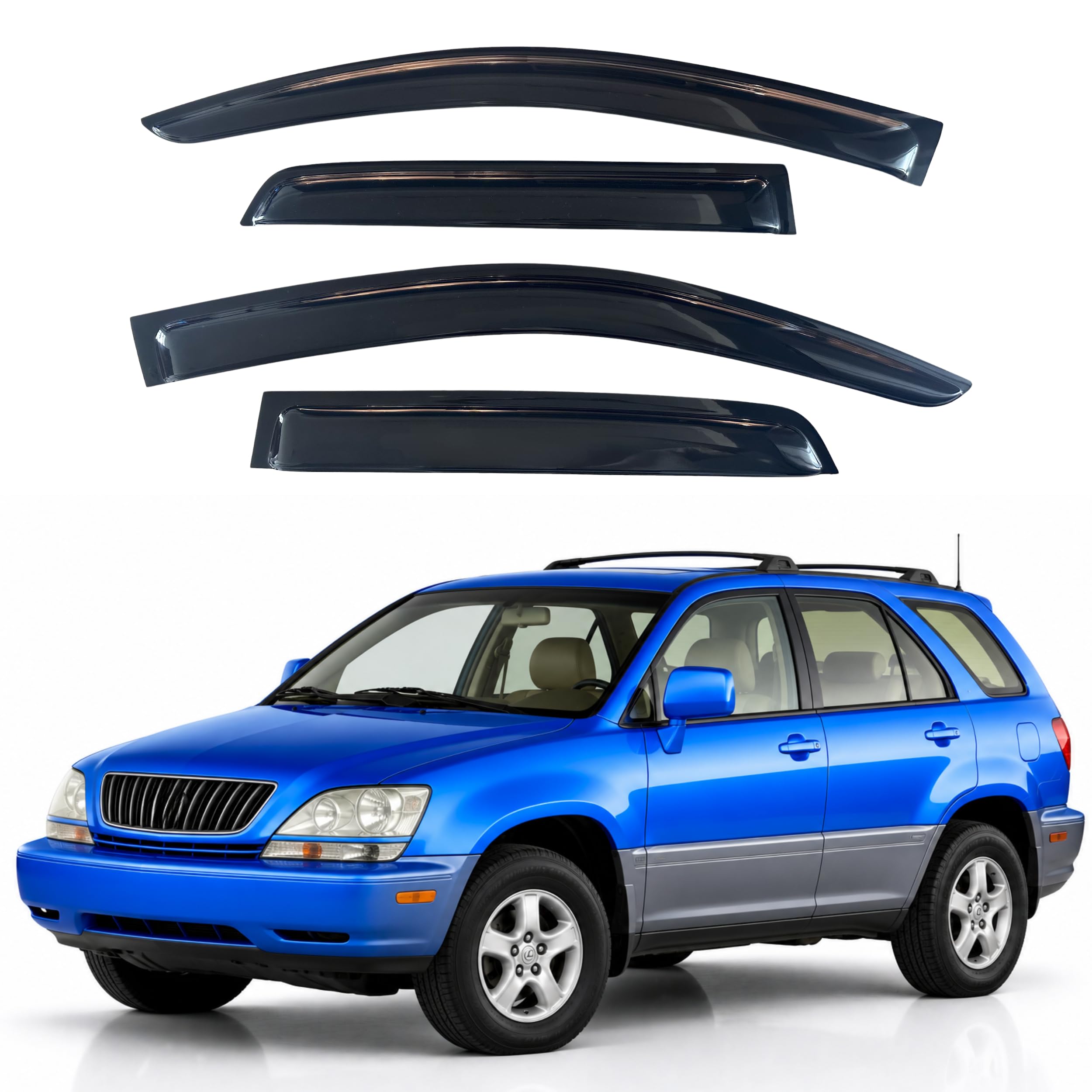 IG Window Visors Fit for 1999-2003 Lexus RX300 RX350, Out-Channel Rain Guards Vent Wind Deflectors 4PC, Car Accessories for 99-03 Lexus RX Series