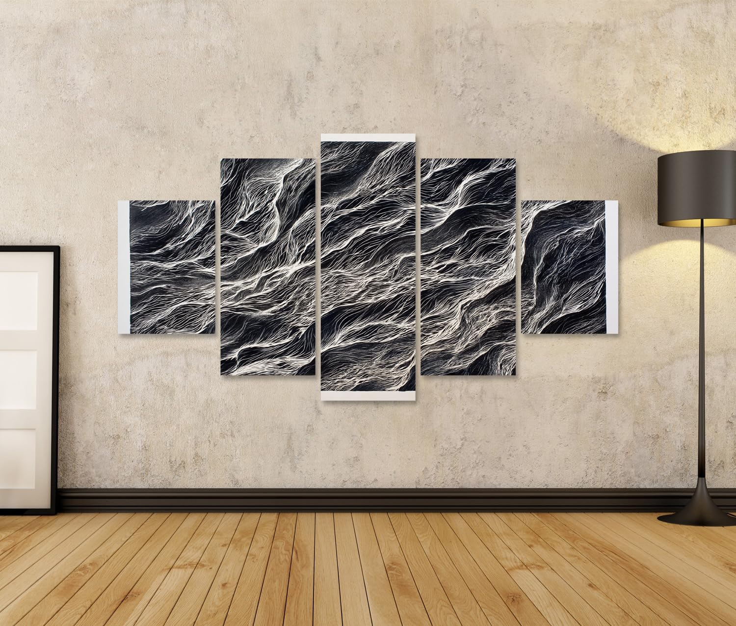 islandburner Bild auf Leinwand Faszinierender Holzschnitt Kunstdruck Wohnzimmer Für Kunstliebhaber - 5-teilig