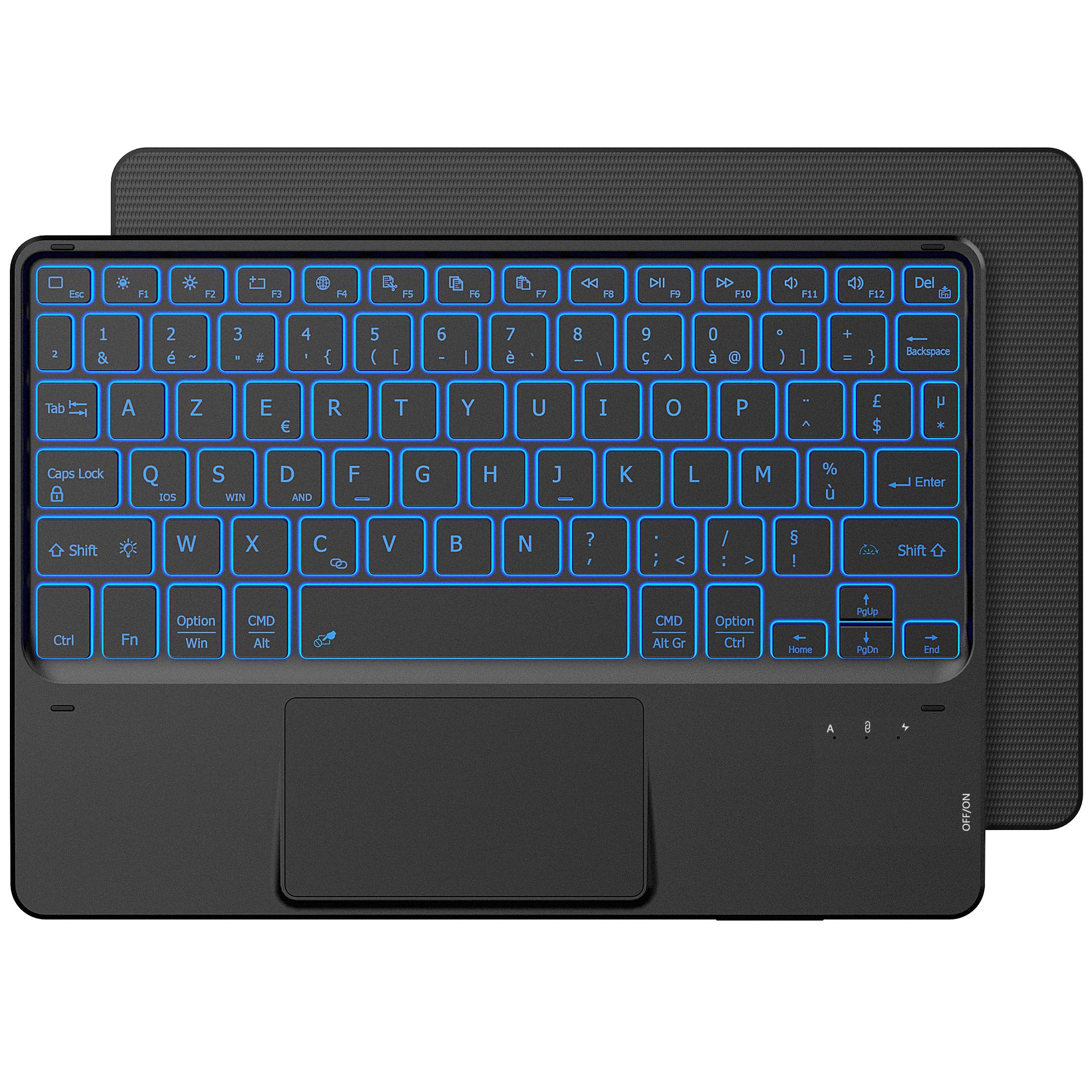 CACOE Clavier avec Pavé Tactile, Clavier sans Fil Bluetooth 10 Pouces avec Rétroéclairage, [AZERTY] Clavier Léger Fin pour iPad, iPad Pro/Air, Android Samsung, Xiaomi, Huawei, Lenovo Tablette,Noir