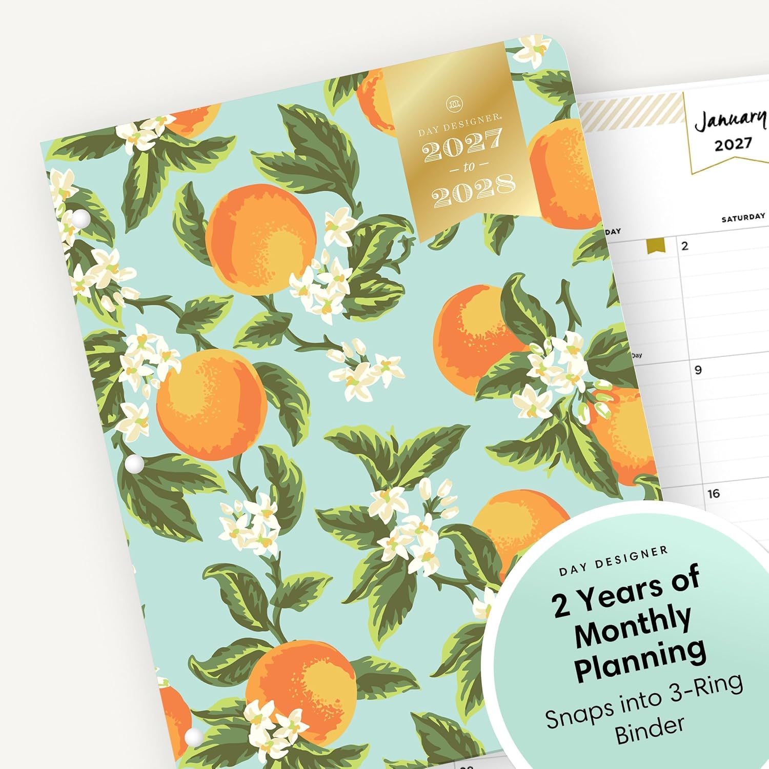 Blue Sky 2027 24-Month Monthly Planner, 8.5"x11", Orange Blossom Mint image 5