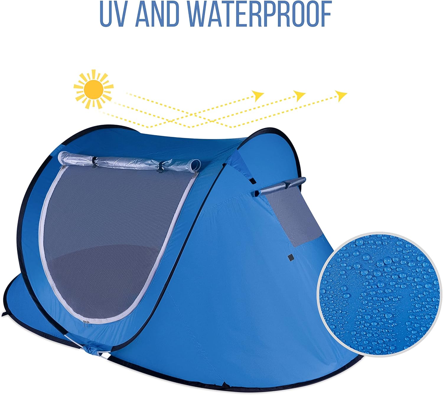 Zento Best Pop Up Beach Tent TA17 - Tent Pop Up Automatic Instant Portable Cabana – Camping Easy Set Up Windproof, Waterproof, Canopy - 3-4 Person Sunshade Shelter with UV Protection and Carry Bag