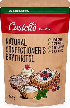 Castello since 1907 Powdered Erythritol - Icing Sugar Substitute, 850 g | 10g = 7g of sugar | Icing Sugar Substitute - Keto and Paleo - 0 Glycemic - 0 Calories - 0 Net Carbs - Non-GMO
