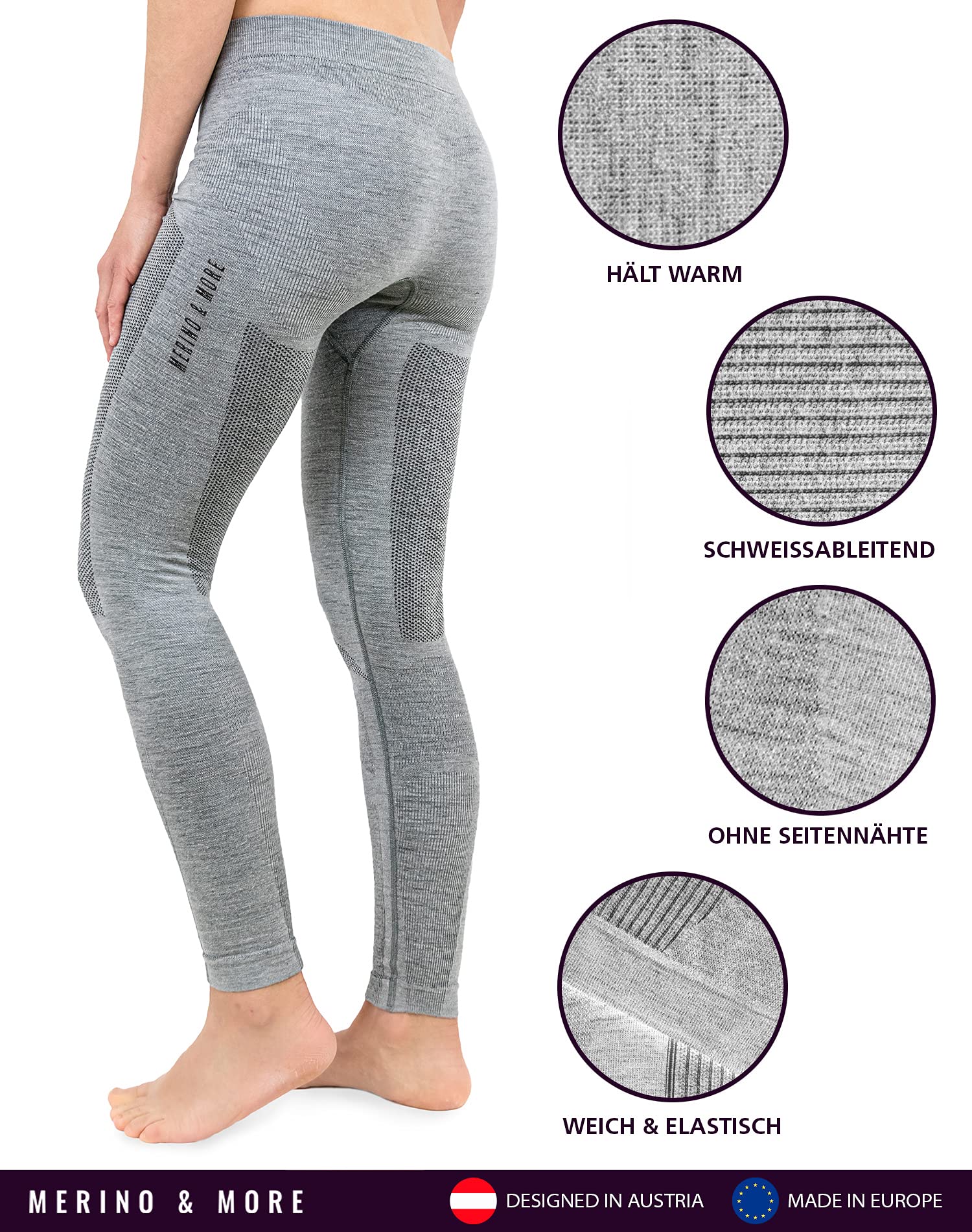 Merino & More Merino Unterhose Damen - Funktionsunterwäsche Merinowolle - lang