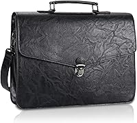 Vista 1 de ESTARER Mens Leather Briefcase 15.6 Inch Laptop Messenger Bag, Professional Computer Shoulder Bag Office Satchel for Work Business, Black