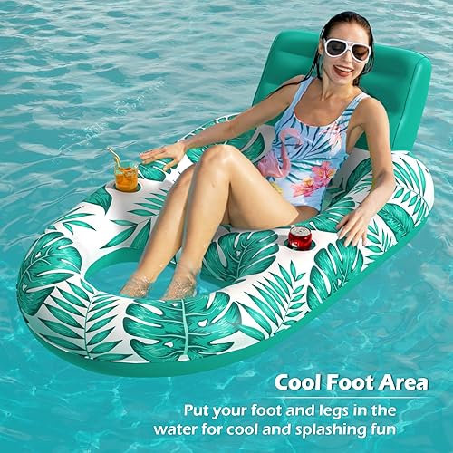 Miniatura 5 de Jasonwell Flotador inflable para piscina para adultos, flotadores de piscina, flotadores de piscina, flotadores de agua para piscina, lago, sala de