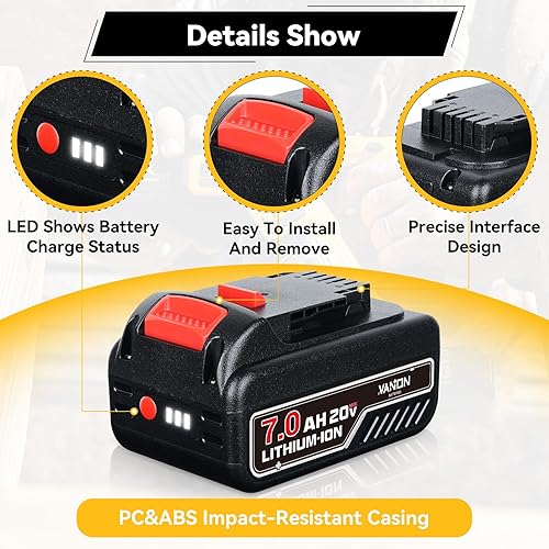 Miniatura 3 de VANON Paquete de 2 baterías de litio LB2X4020 de 7.0Ah de repuesto para Black and Decker 20 V LBXR2020 LBX4020 LB2X4020-OPE LBXR20-OPE LBXR20 LB20