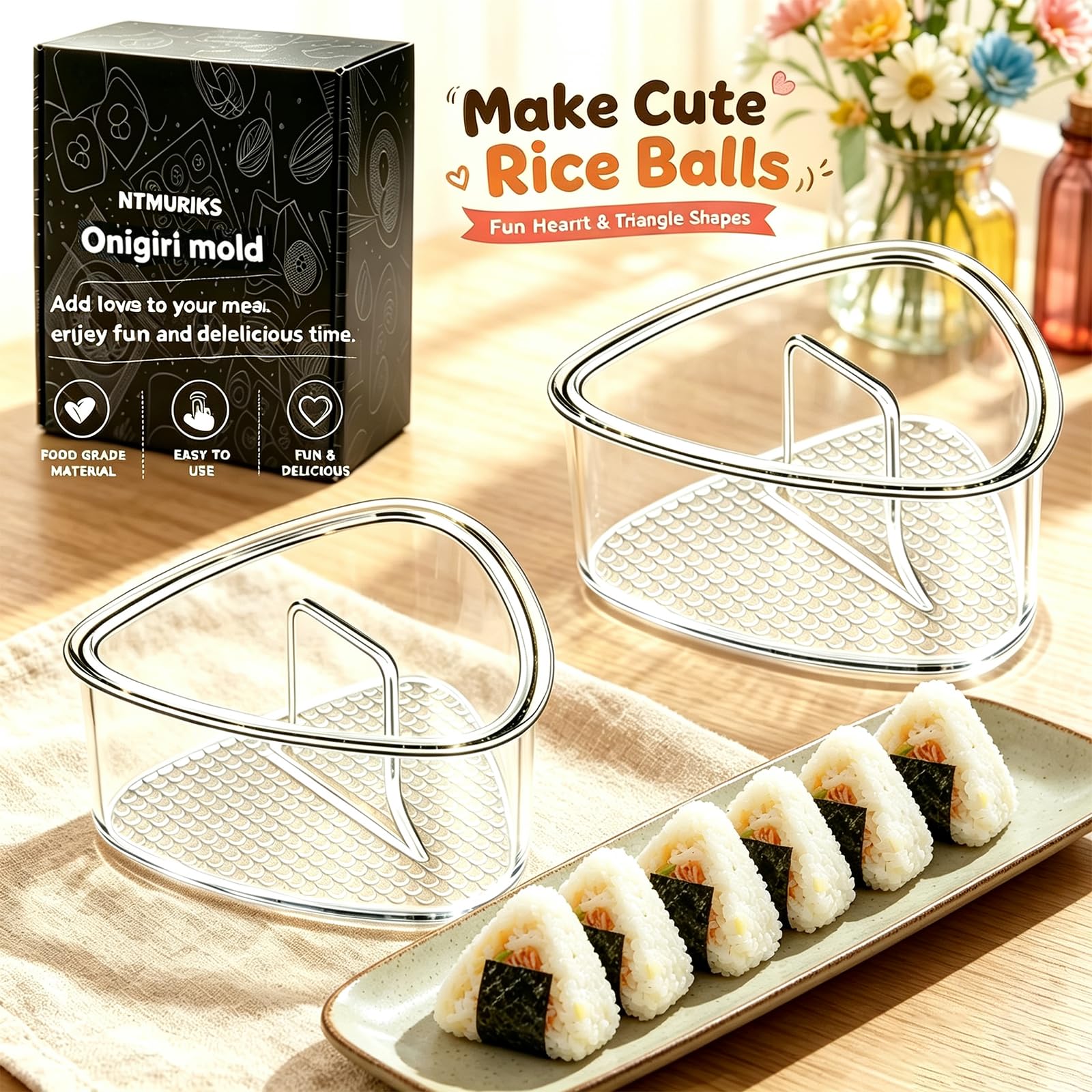 Amazon.com: 2PCS Clear Large Onigiri &Triangle Rice Ball Mold for
