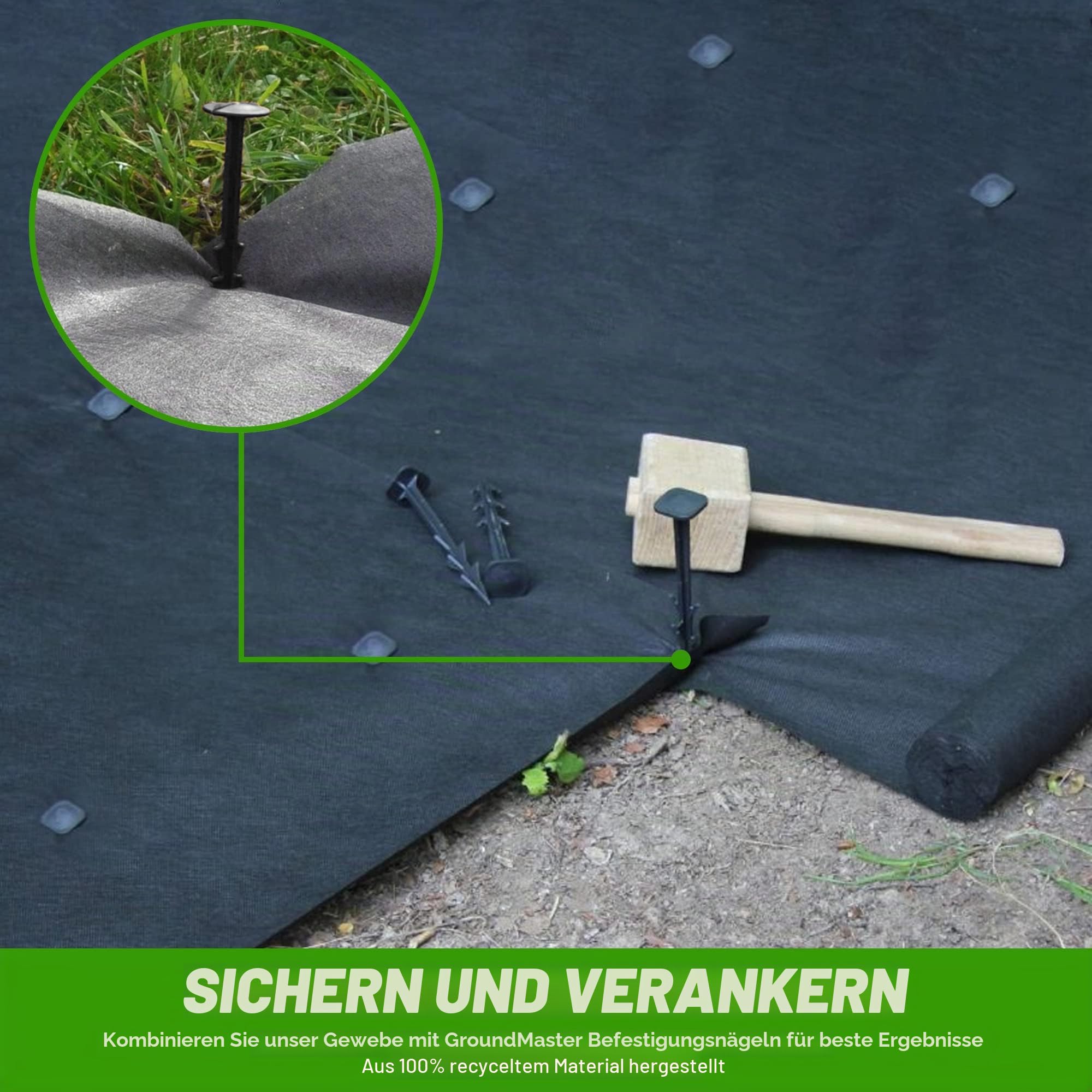 GroundMaster Gartenvlies Wasserdurchlässig (3 m breit x 10 m lang) - Unkrautvlies für Garten, als Bodenvlies, Beetfolie oder Pflanzfolie, leichte 50 g/m² Anti Unkraut Folie, Hochbeet Vlies Plane