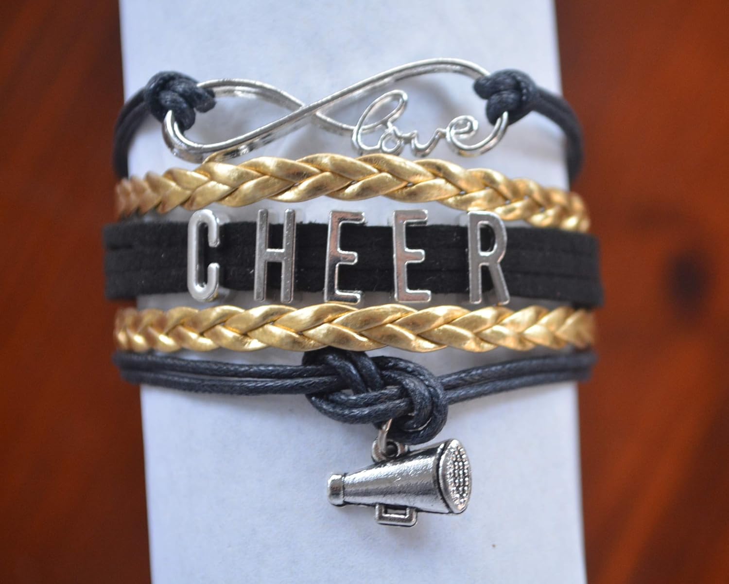 Cheer Charm Bracelet- Infinity Love Adjustable Cheerleading Jewelry in Team Colors for Cheerleader: Clothing, Shoes & Jewelry