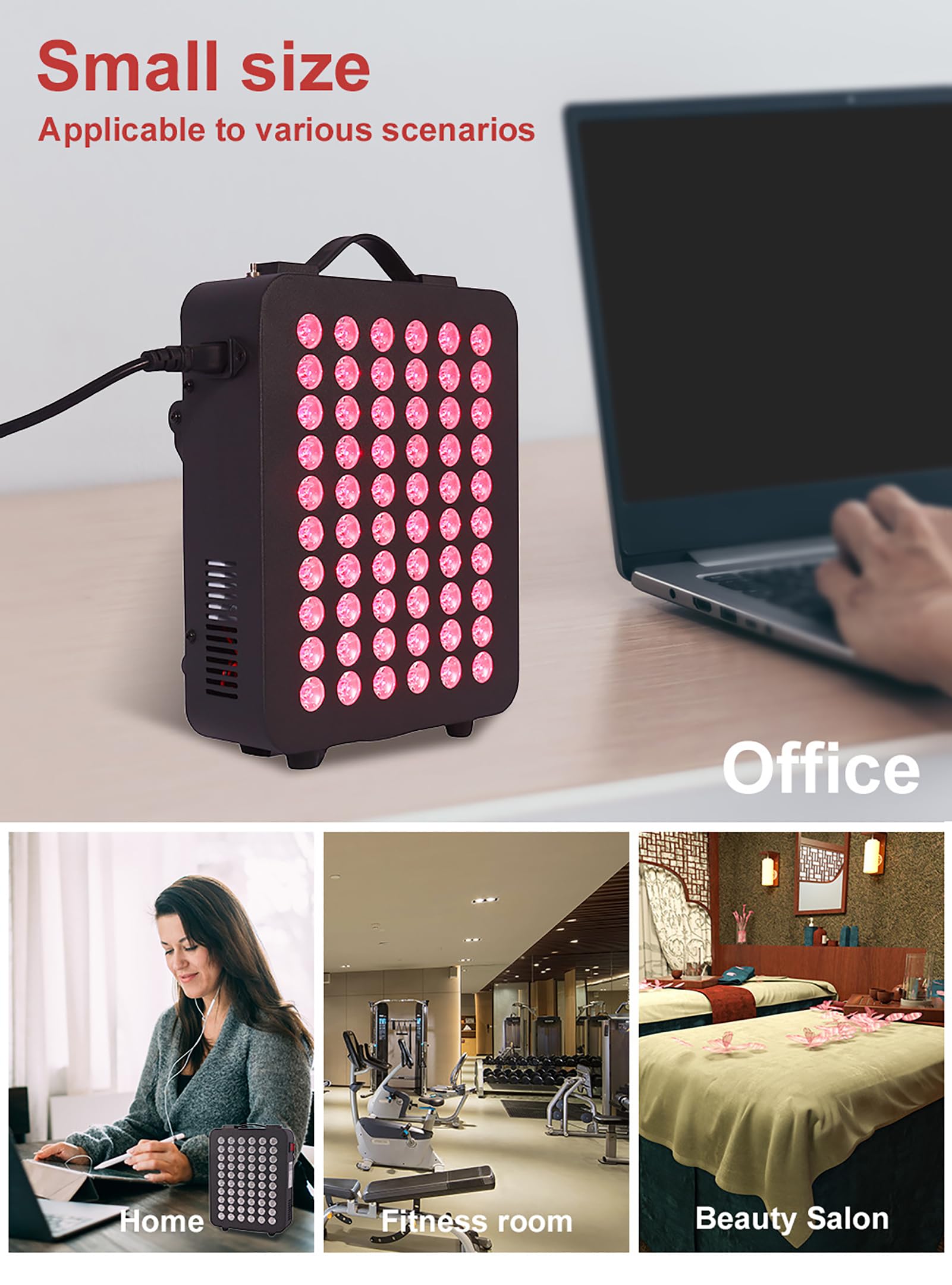 Panele do terapii światłem czerwonym na twarz i ciało, lampa do terapii światłem LED 660 nm czerwona i 850 nm bliskiej podczerwieni z 60 diodami LED Dual Chip, timerem i stojakiem