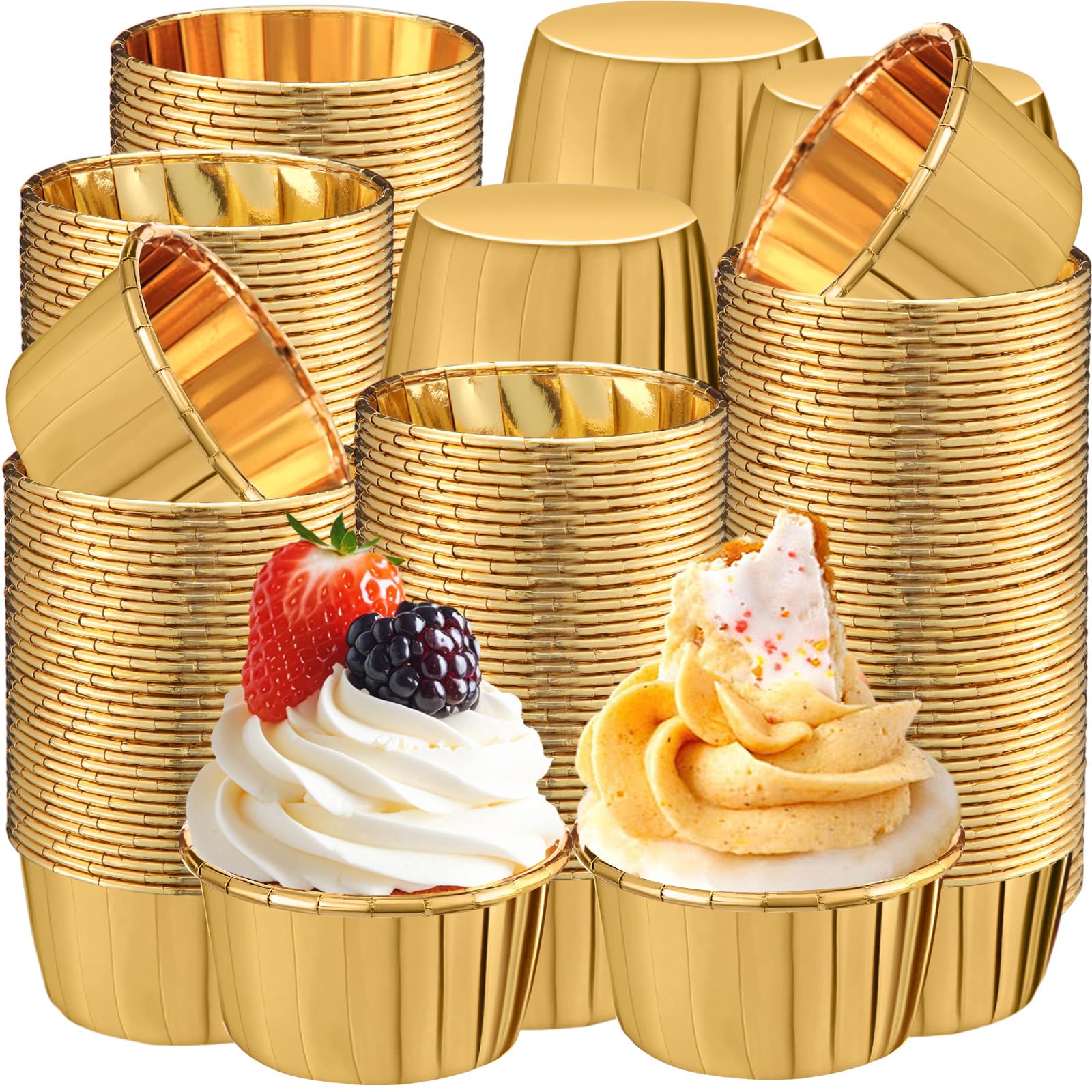 600 Pack Gold Cupcake Liners Bulk Disposable Foil Muffin Cup