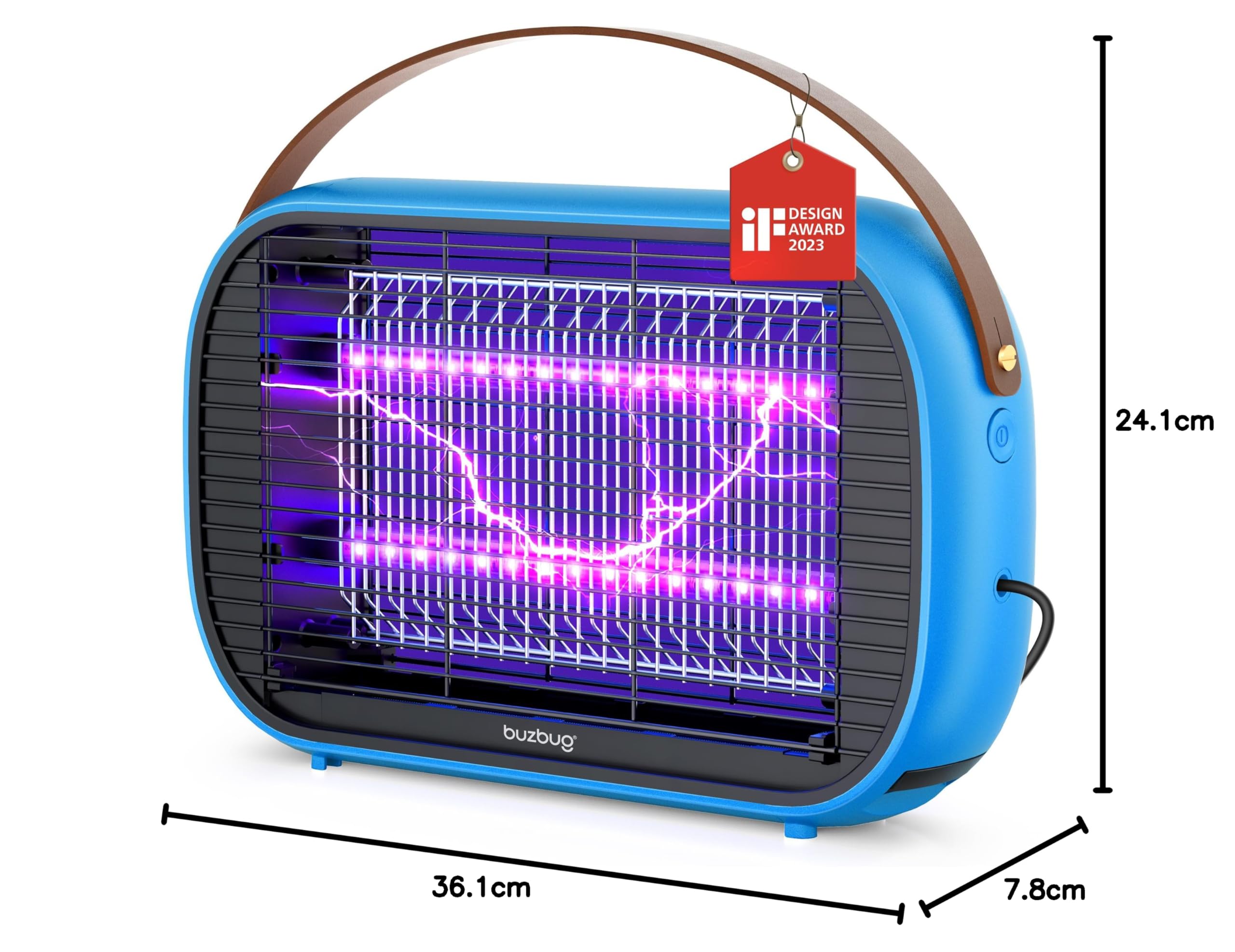 Buzbug Mata Insectos LED, Lámpara con 10 Años de Vida Útil, Trampa de Mosquitos y Moscas de, Sostenible con Bajo Consumo Energético, Control de Insectos, Atrapa Insectos（Azul）