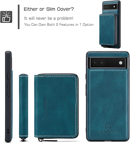 Miniatura 7 de Asuwish Funda de teléfono para Google Pixel 6A 5G 2022 con protector de pantalla de vidrio templado y soporte para tarjeta de crédito con ranura de