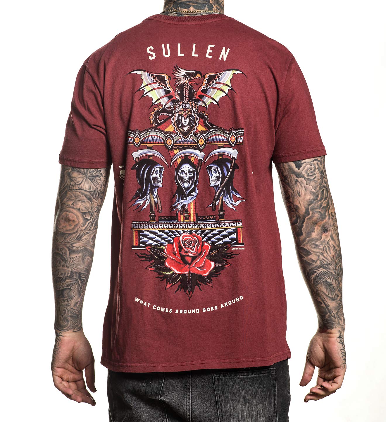 Sullen Men's Go Around Short Sleeve T Shirt Rosewood Burgundy 3XL