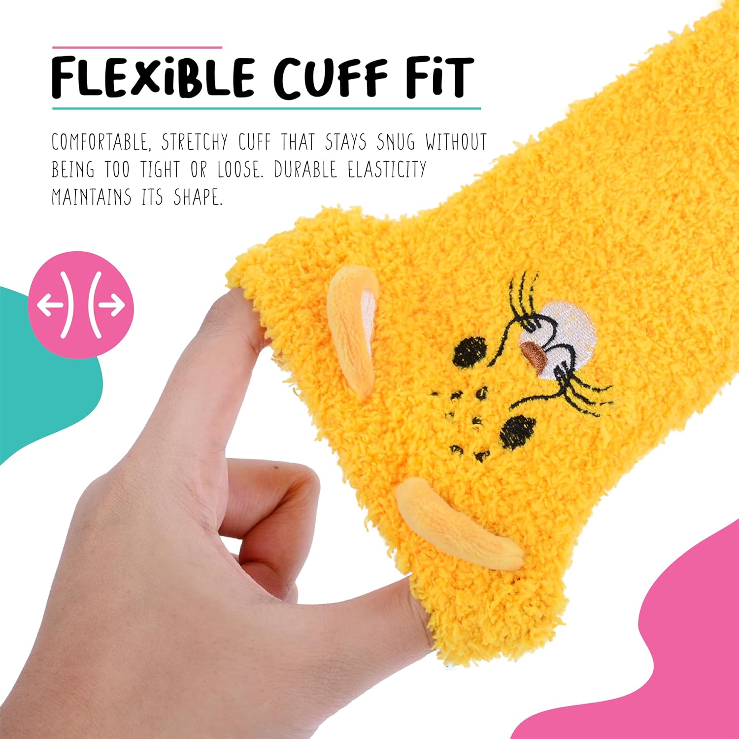 Women Leopard Fuzzy Socks - Leopard Print Fluffy Foot Warmer Size 5-9 - Warm Cozy Slipper Socks Valentine Gift Idea - Soft Sleeping Quirky Footies – 1 Pair - Image 3