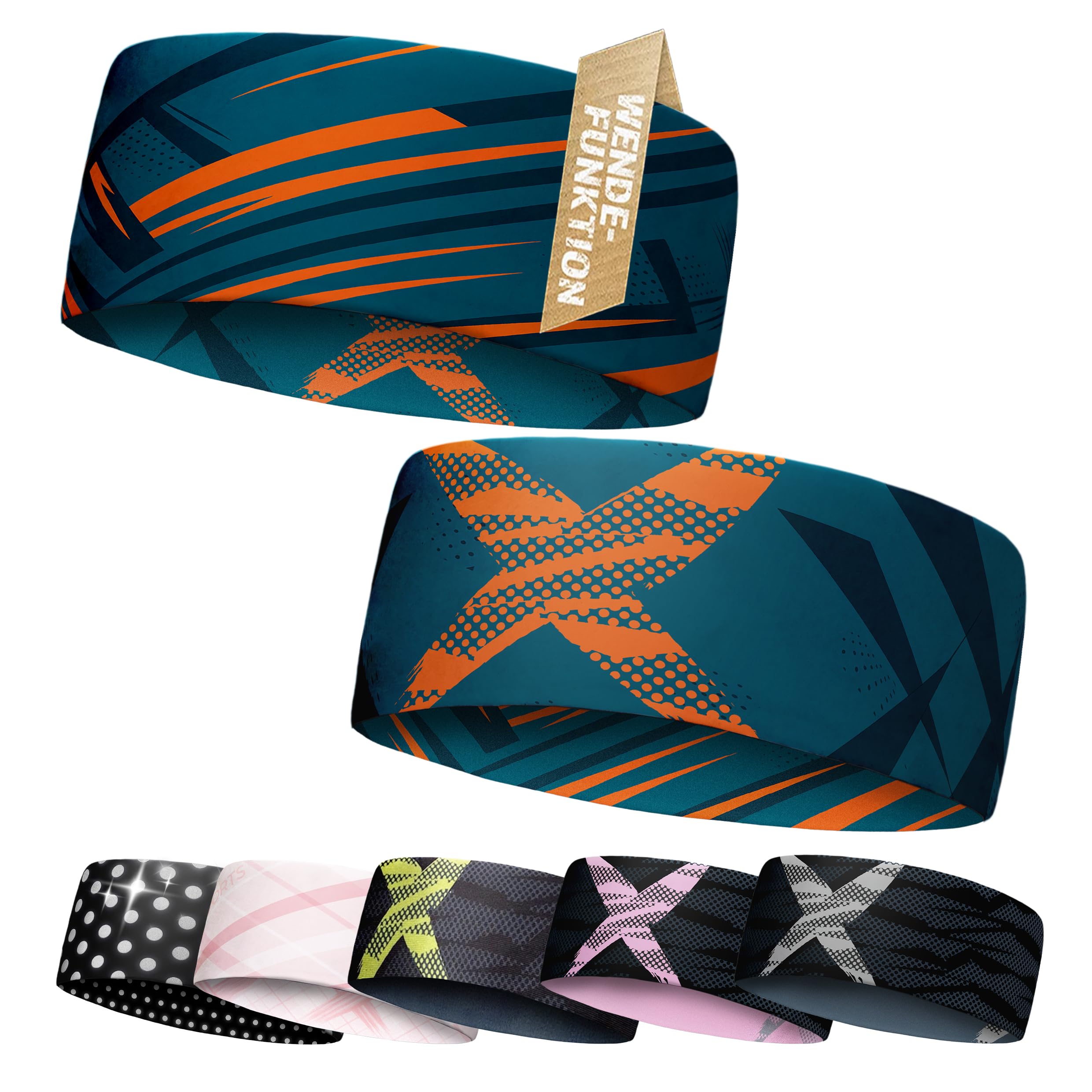 Fascia bambini sottile reversibile, fascia sportiva ultraleggera per bambine e bambini, elastica e traspirante sotto il casco, fascia bambini 4-14 anni (arancione)