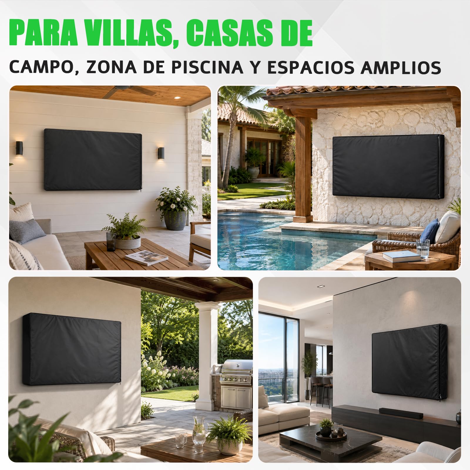 Funda TV Exterior 48-50 Pulgadas, Cubierta Protectora para Televisor de Tela Oxford 600D, Impermeable y Resistente a la Intemperie, con Cremallera y Bolsillo para Mando a Distancia