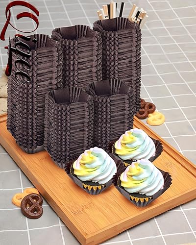 Vista 34 de qiqee 300 forros para magdalenas jumbo, forros naturales para magdalenas, de grado alimenticio, tamaño gigante, papel para hornear, sin olores Marrón