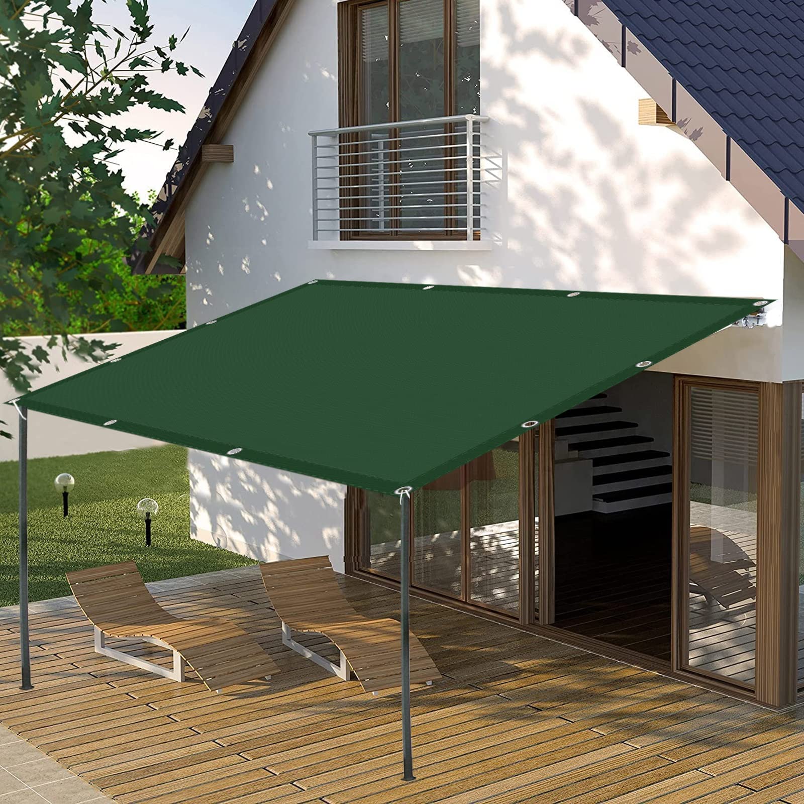 Voile d'ombrage 6.5x7m auvent imperméable jardin balcon camping