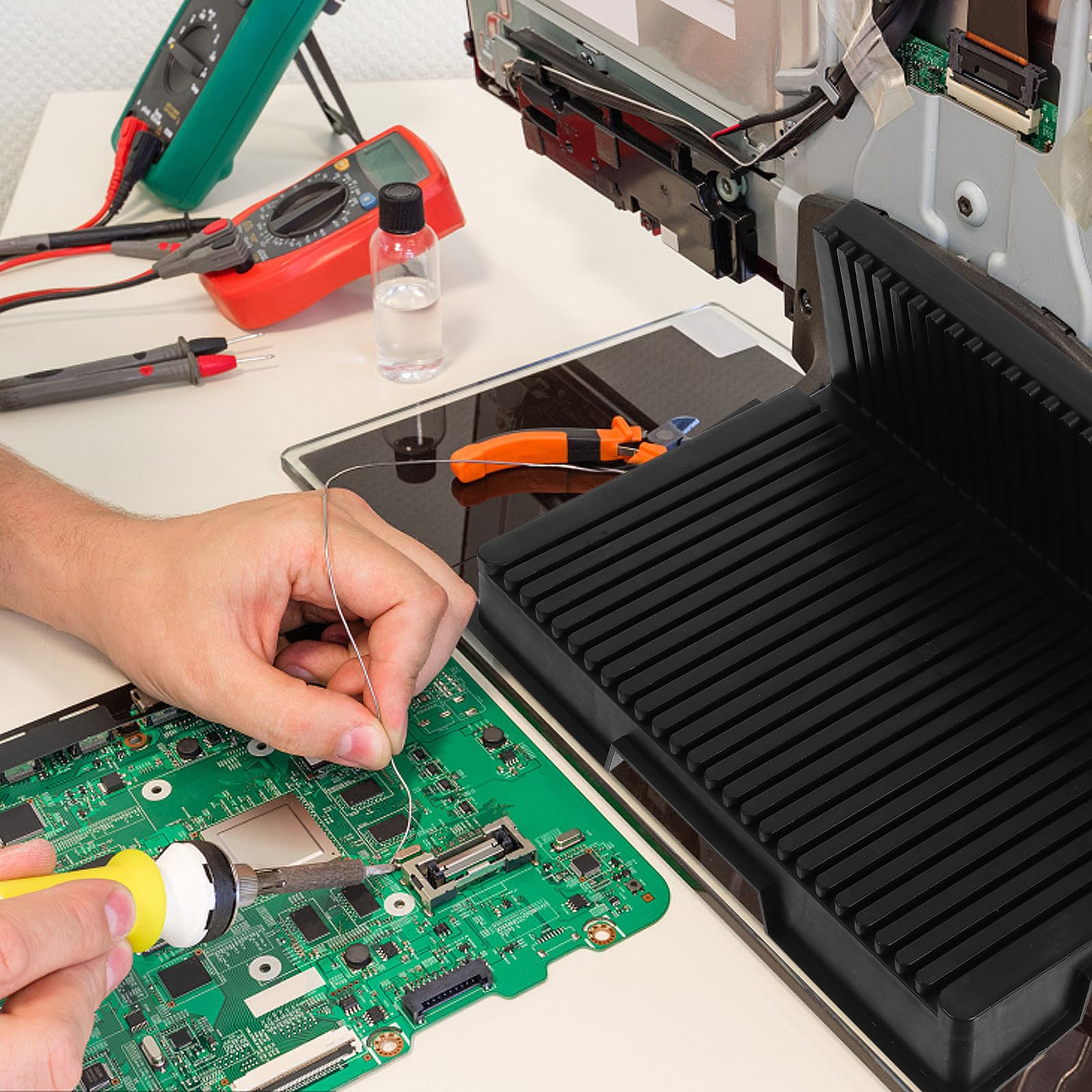 Operitacx Support de Circuit Imprimé Esd 25 Emplacements en Abs Noir, Résistant à L'usure et Déformation, Rack de Séchage pour Gpu et Cartes Électroniques