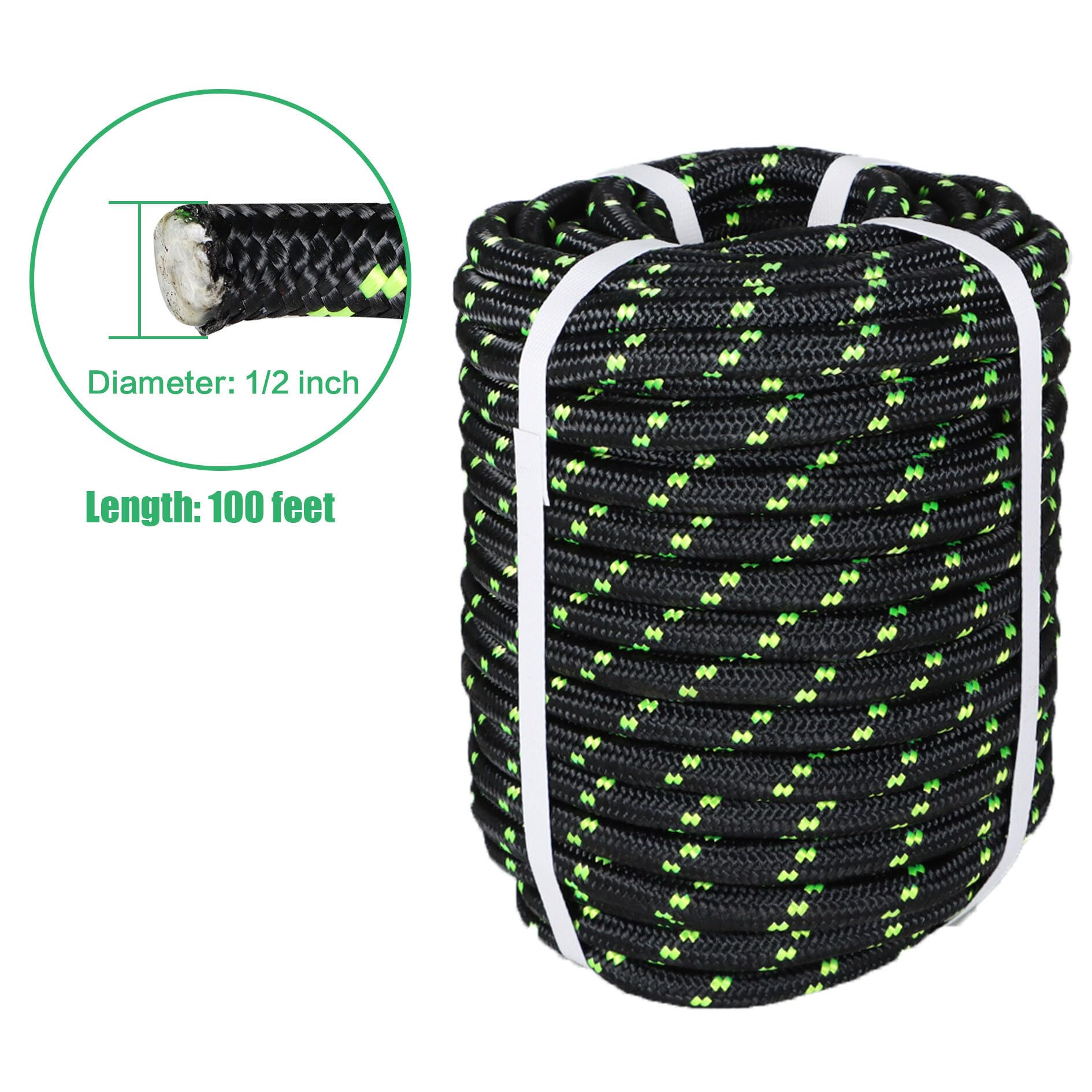 Double Diamond Tree Line Rope Snapklik.com : Elfinrm 1/2 Inch By 100 Feet Double Braid Polyester ...