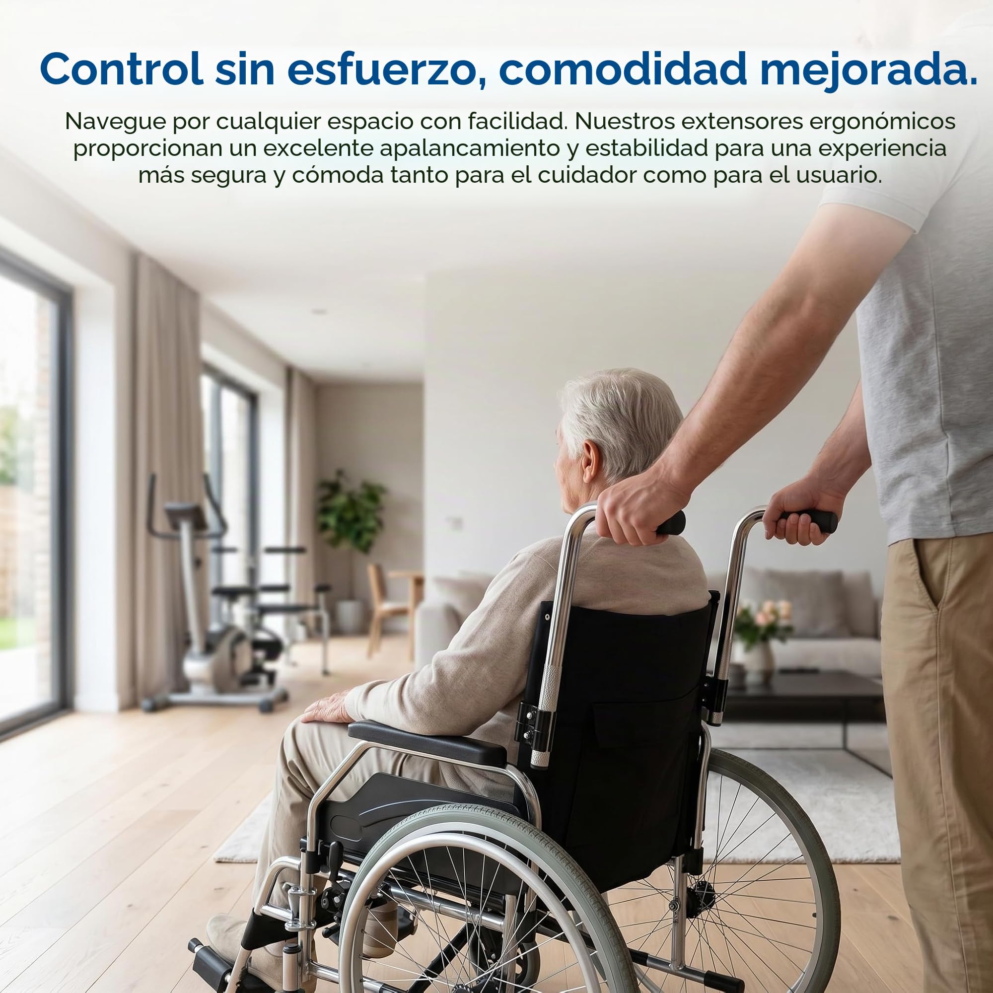 Homoyoyo Extensores de mango de silla de ruedas, 2 piezas de acero inoxidable de repuesto con fácil instalación para adultos discapacitados