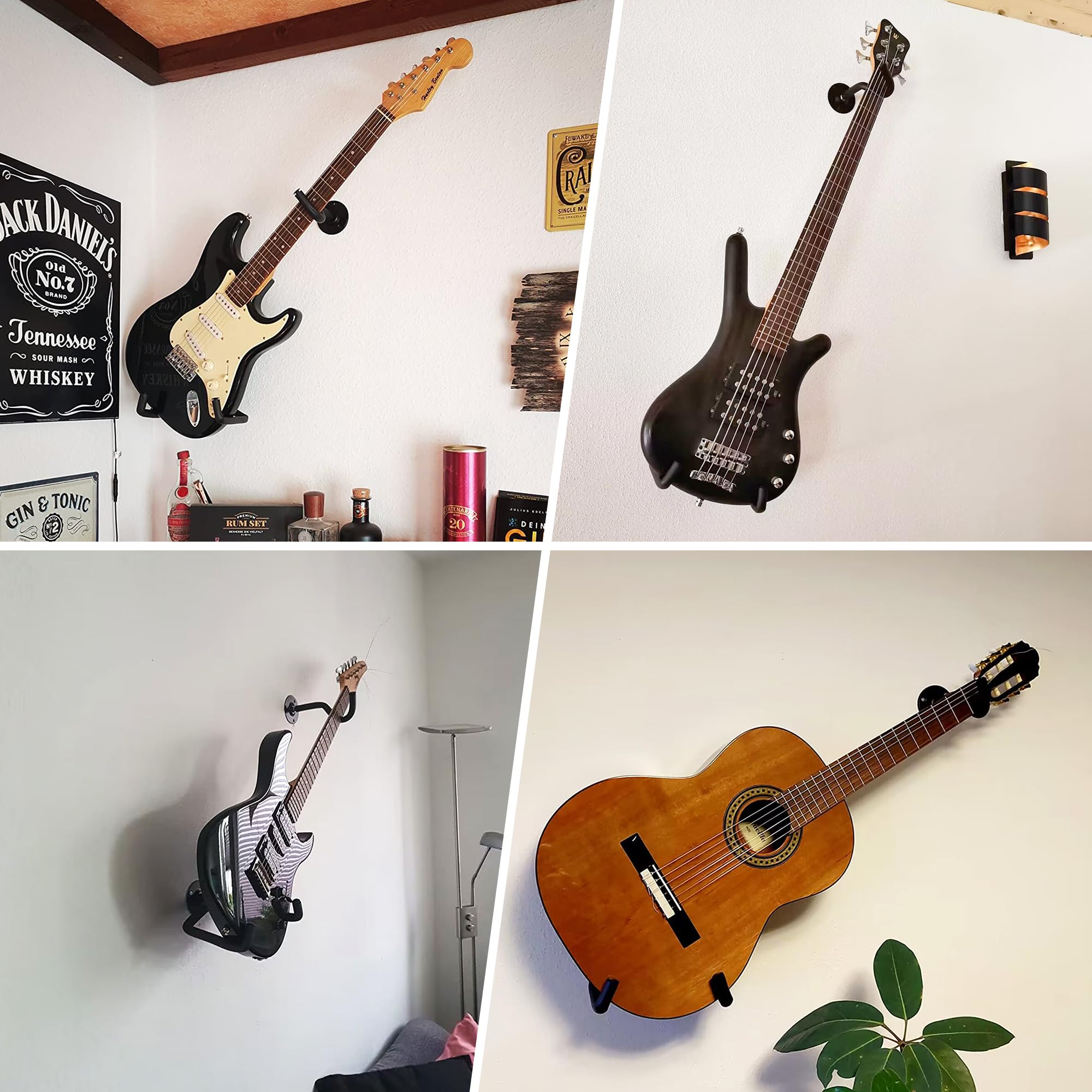 Uchwyt ścienny na gitarę, uchwyt ścienny z gąbką ochronną, uchwyt ścienny do gitary basowej, mandoliny, banjo, skrzypiec, ukulele