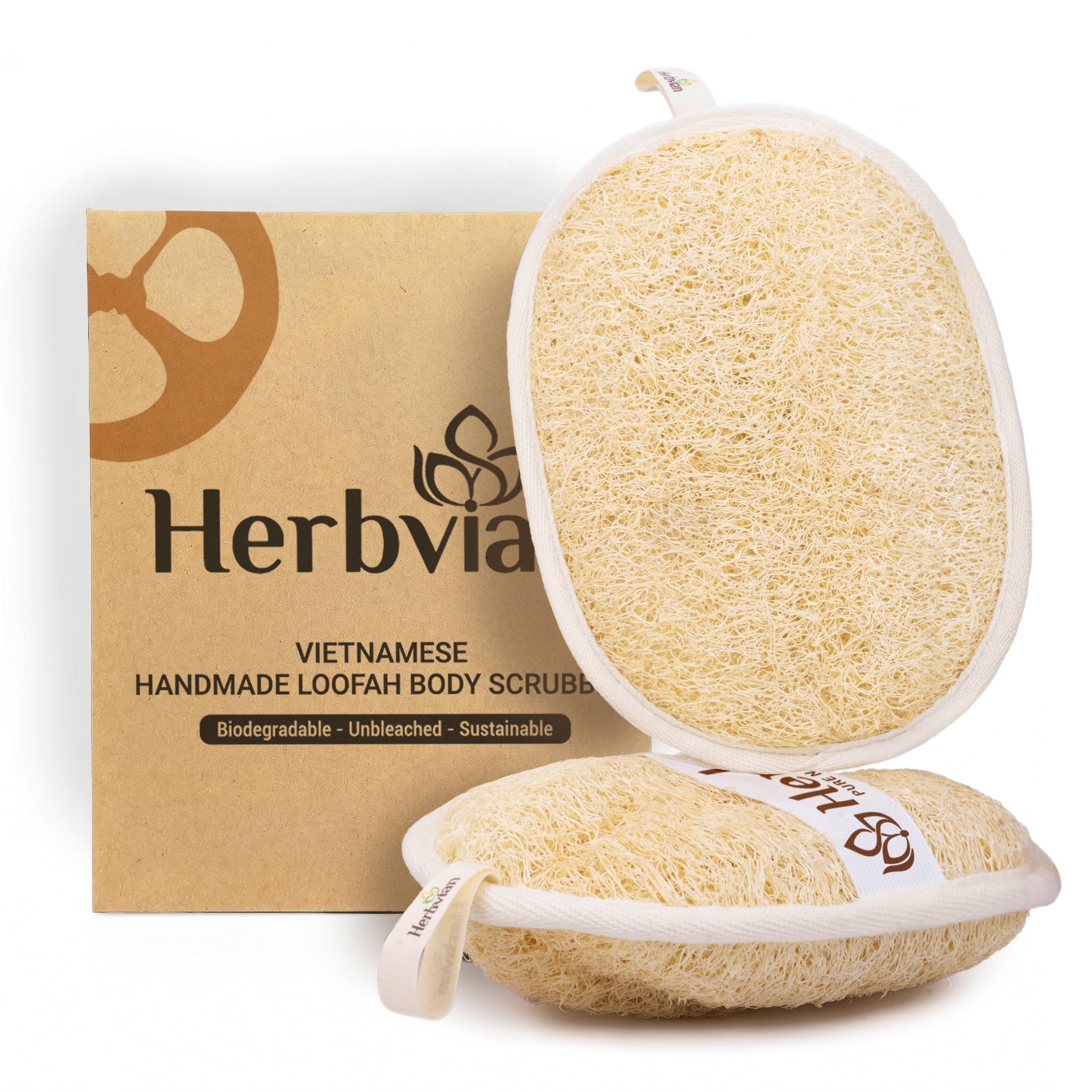 Vietnamese Natural Loofah Exfoliating Pads 2-Pack