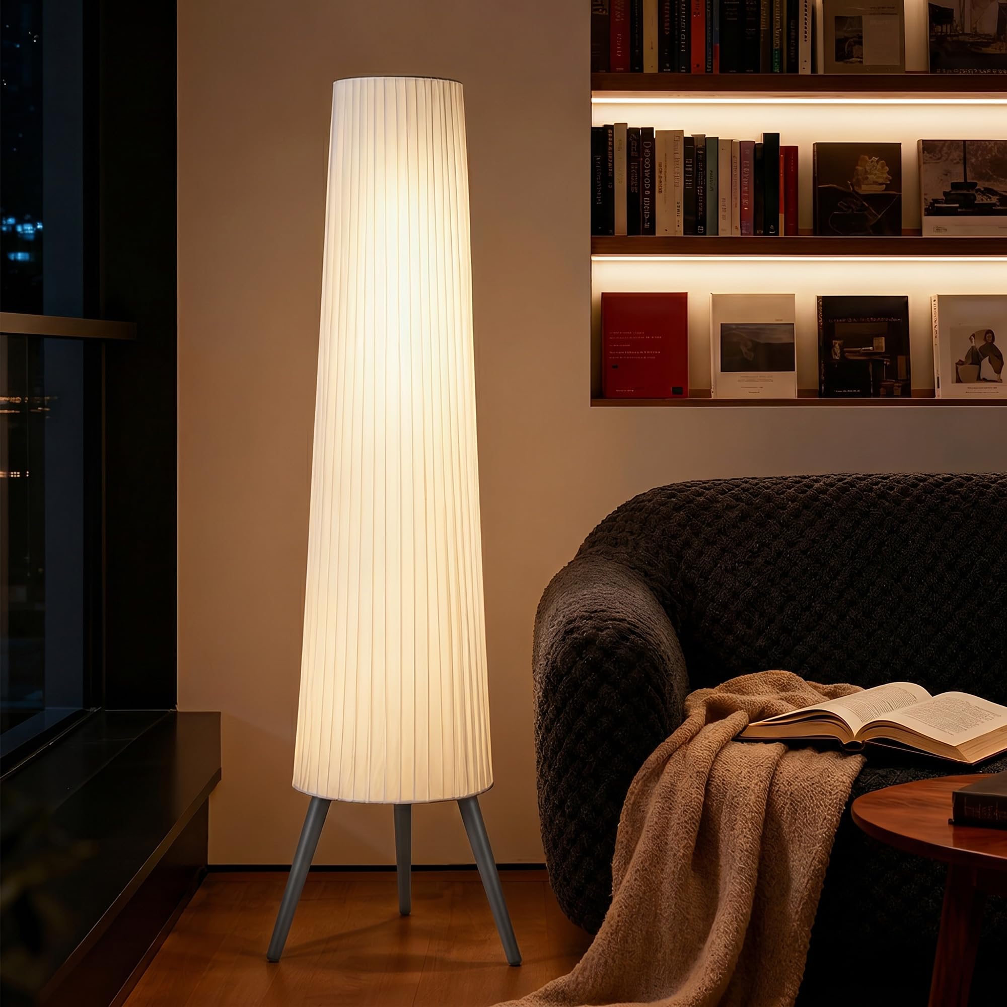 HOMCOM Tripod Floor Lamp - Wood - White