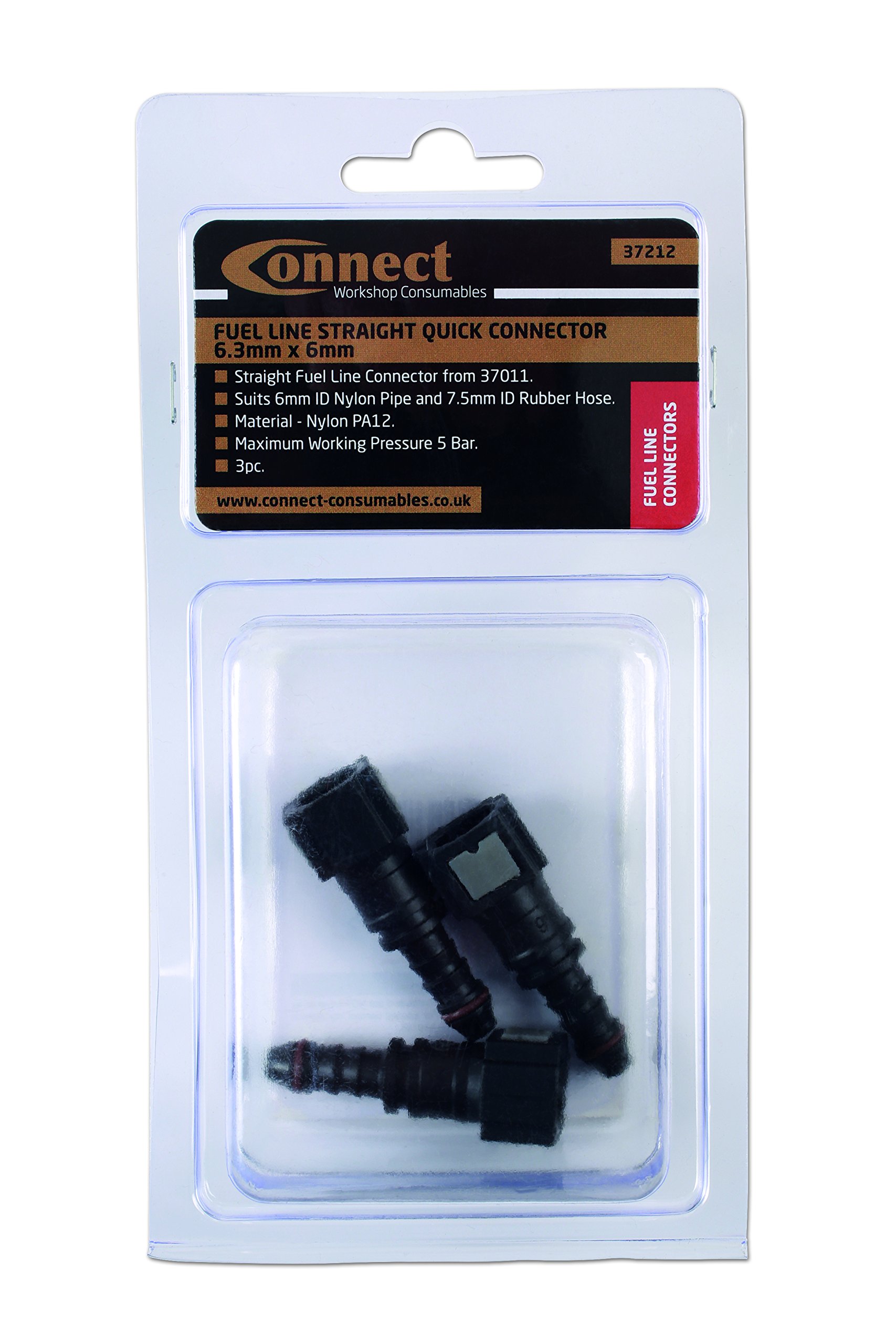 Connect Consumables Connect Workshop Consumables 37212 Lot de 3 connecteurs rapides droits pour tuyau de carburant 6,3 mm x 6 mm